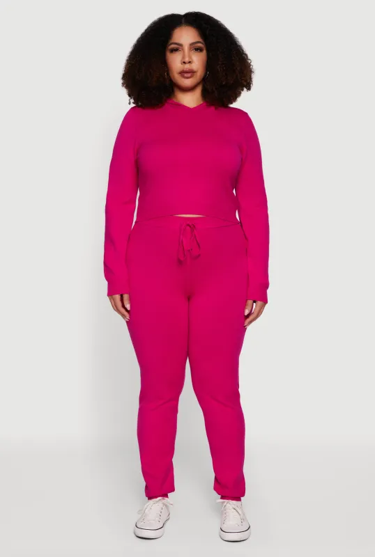 Plus Size Drawstring High Waisted Brushed Knit Joggers sold by Rainbow