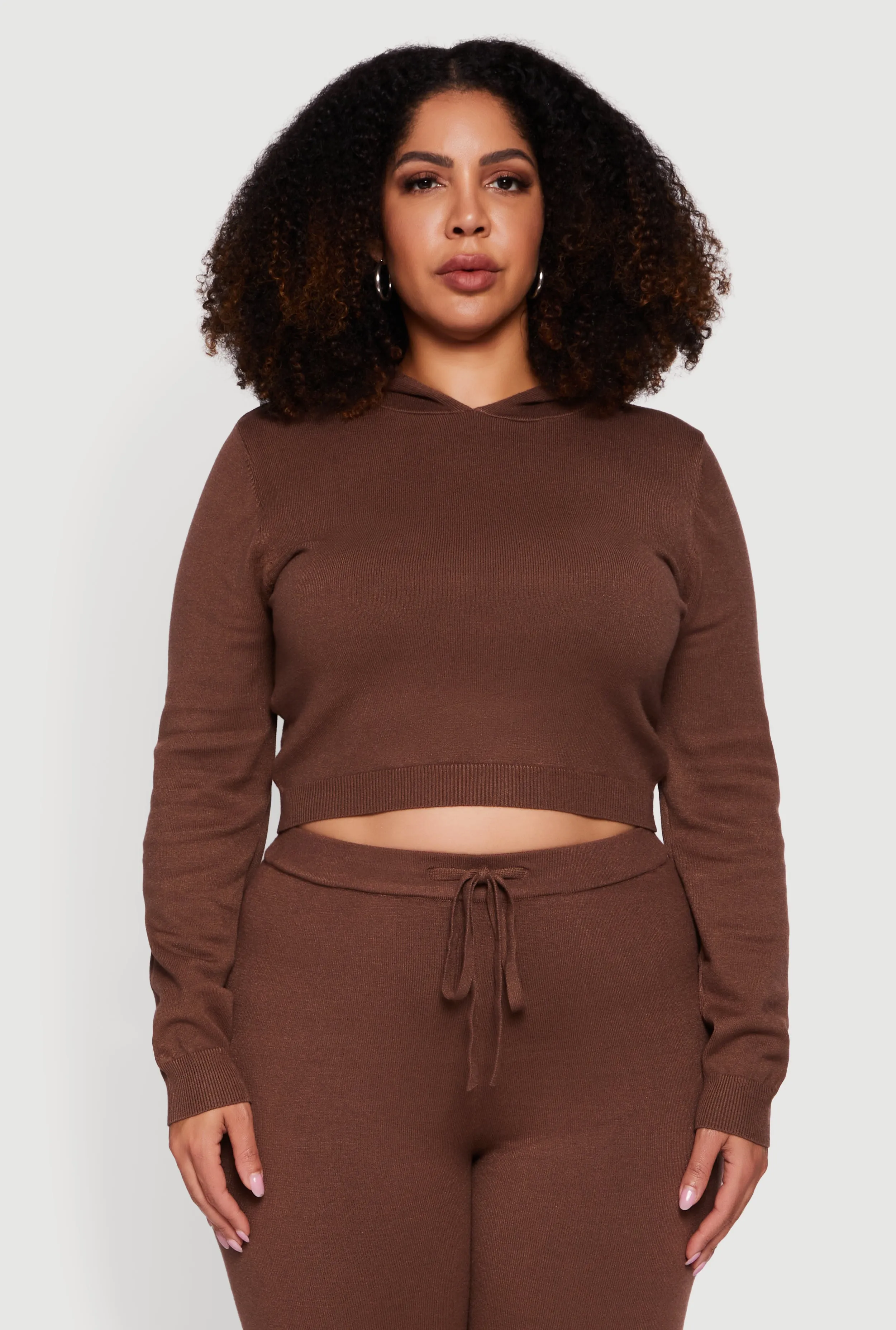 Plus Size Hooded Pull Over Crop Sweater sold by Rainbow product image thumbnail 3