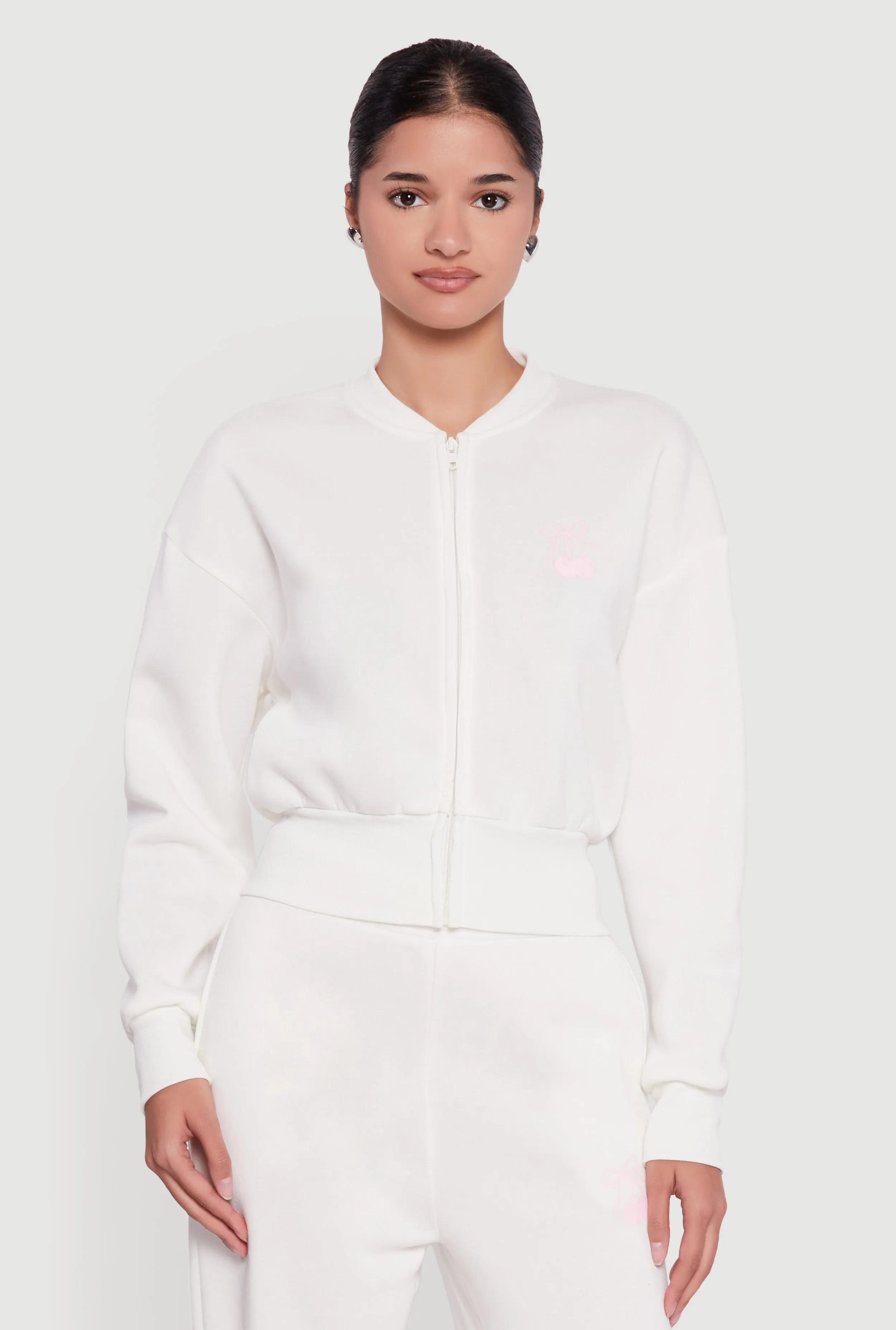 Cherry Bow Graphic Detail Zip Front Sweatshirt sold by Rainbow product image thumbnail 2