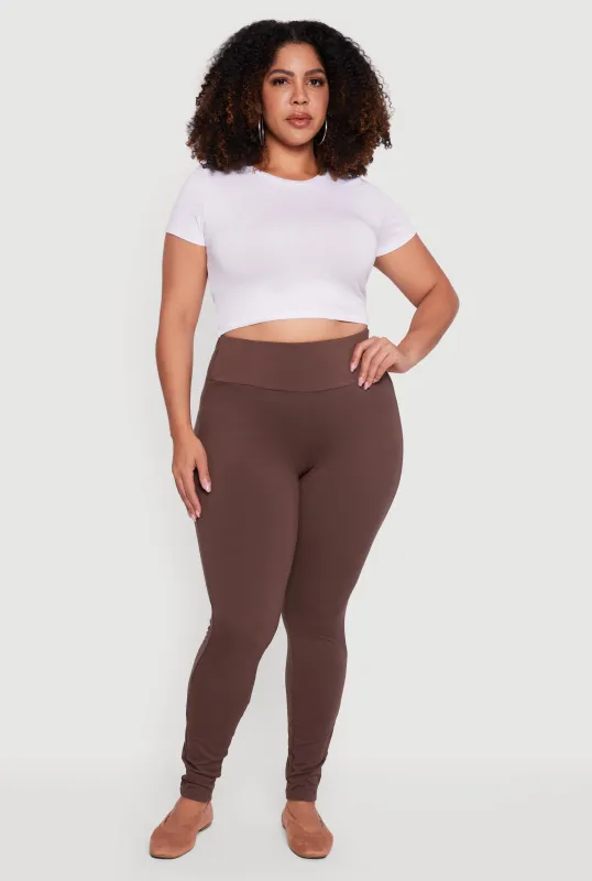 Plus Size Soft Knit High Waisted Leggings sold by Rainbow