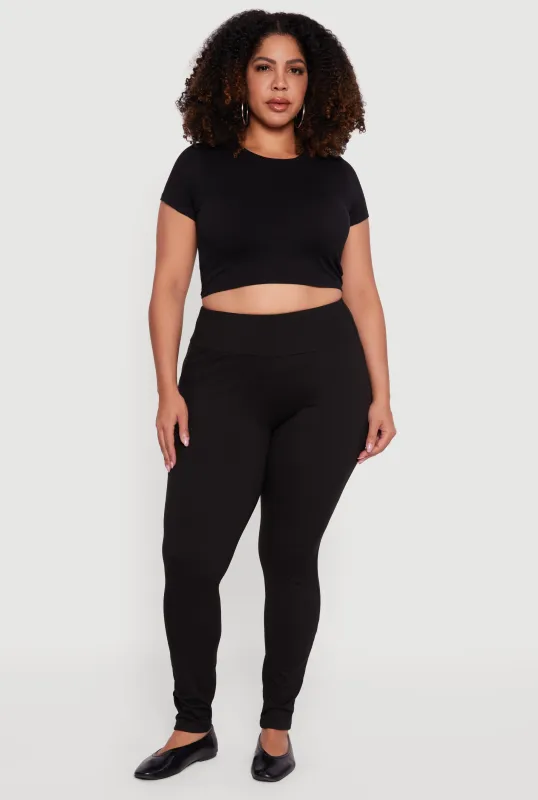 Plus Size Soft Knit High Waisted Leggings sold by Rainbow