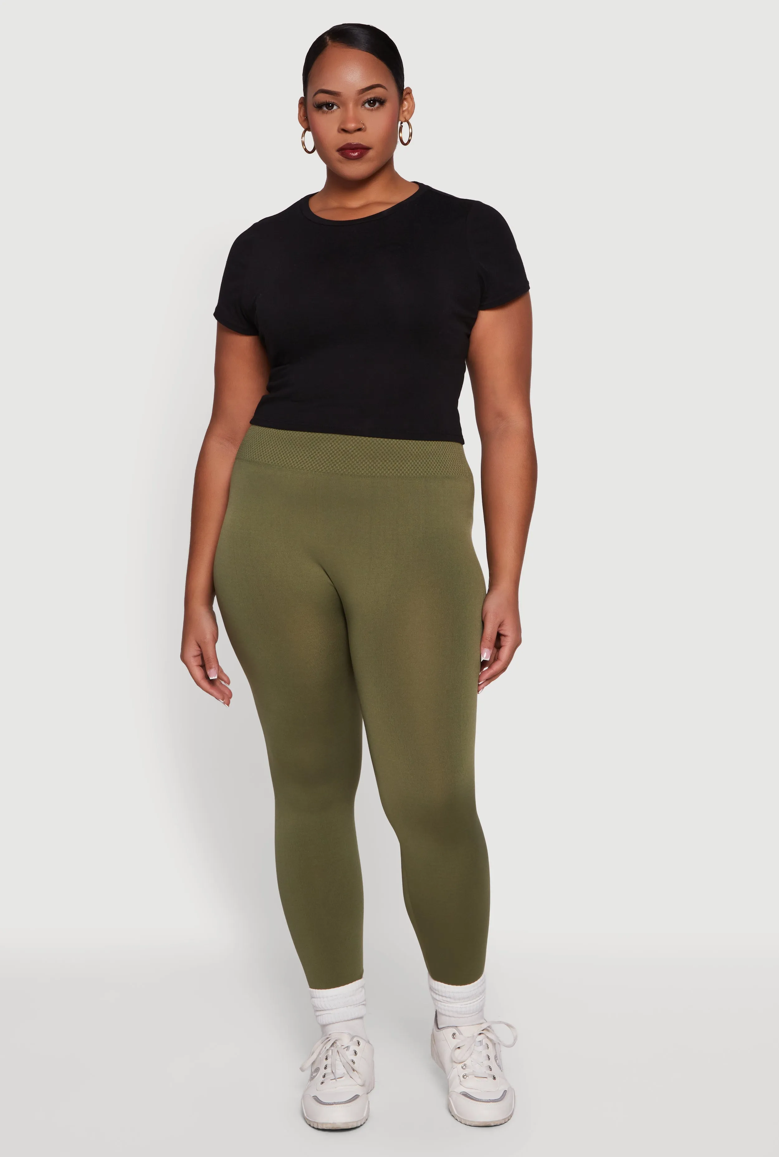 Plus Size Textured High Waisted Fleece Lined Leggings sold by Rainbow product image thumbnail 3
