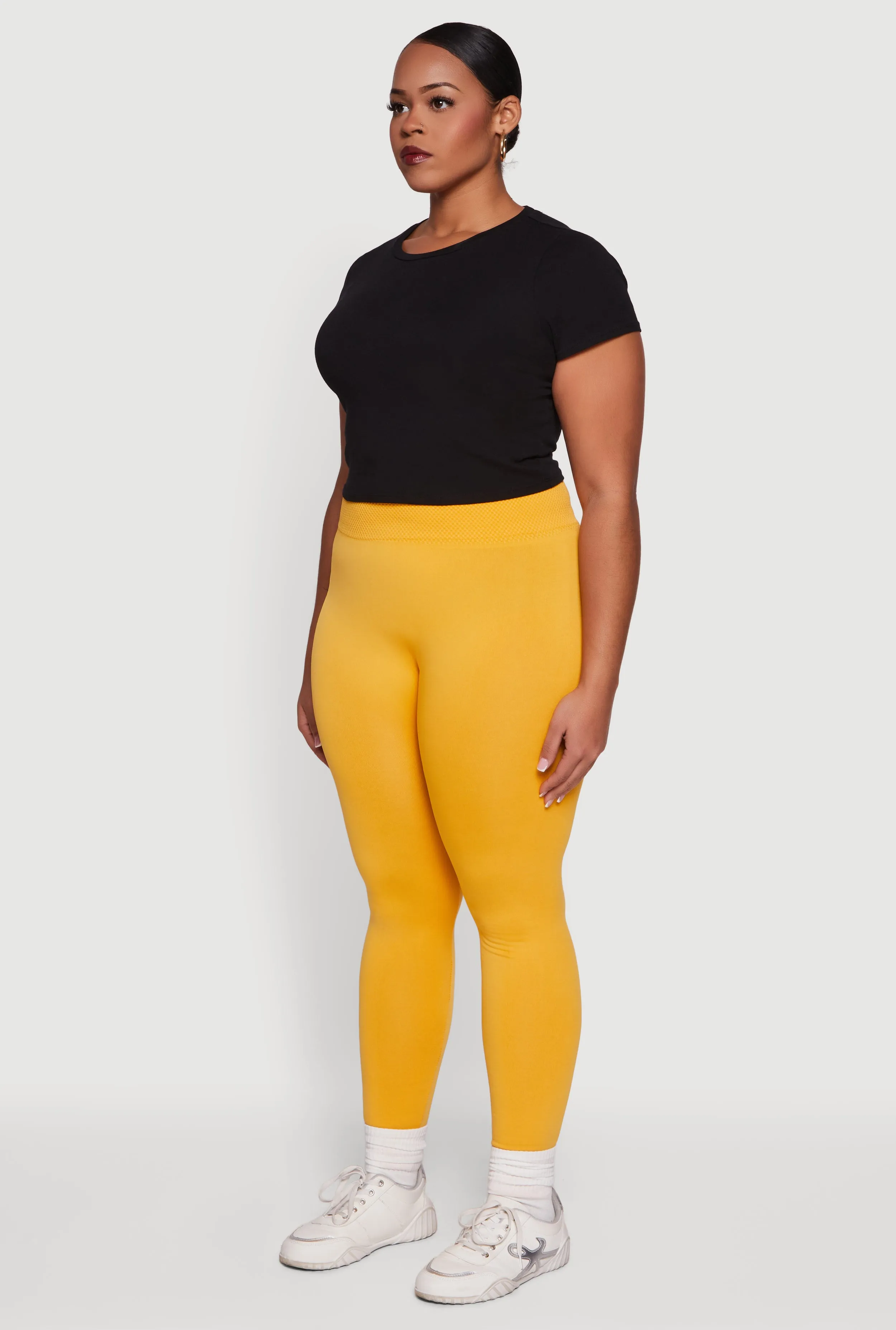 Plus Size Textured High Waisted Fleece Lined Leggings sold by Rainbow product image thumbnail 3