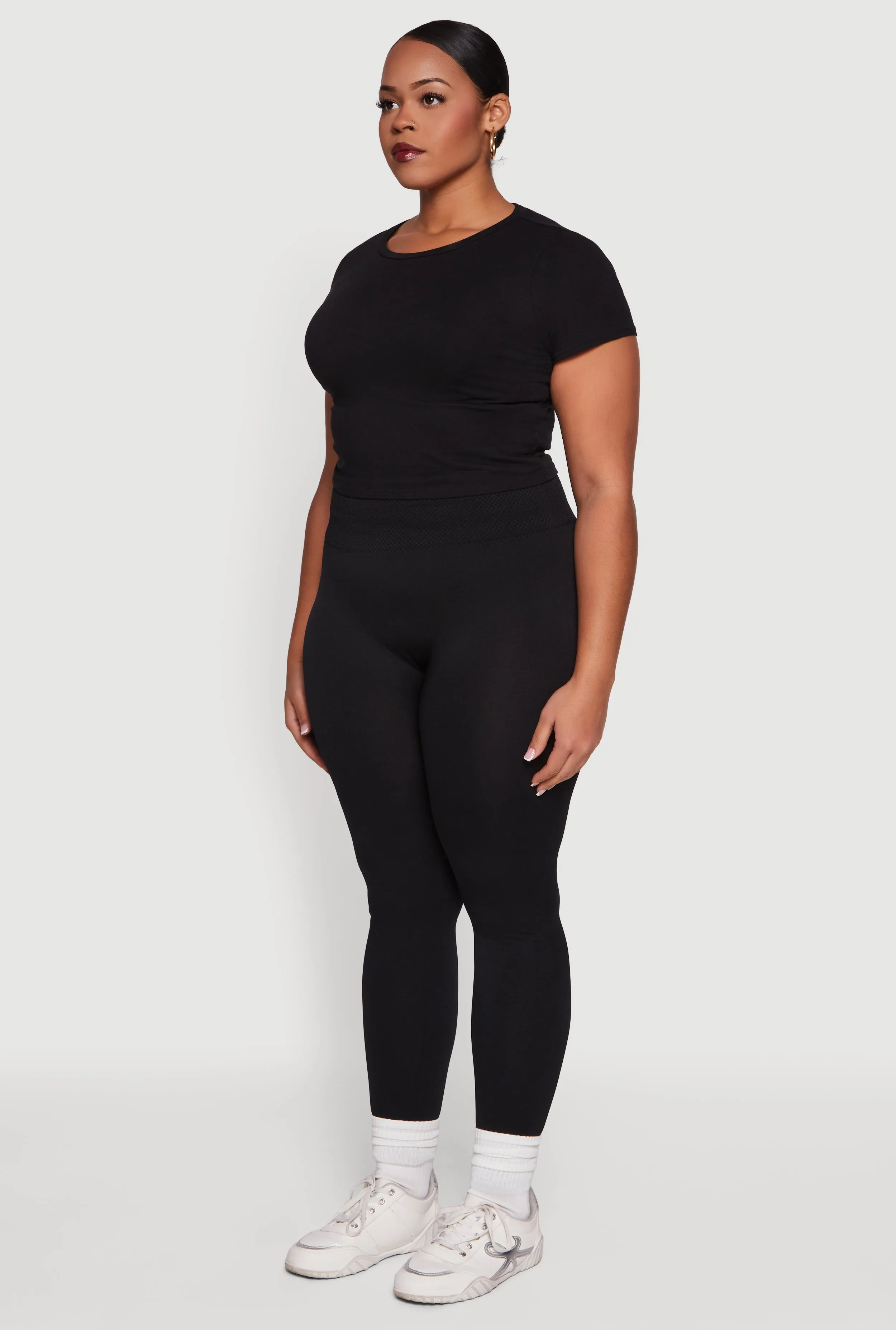 Plus Size Textured High Waisted Fleece Lined Leggings sold by Rainbow product image thumbnail 3