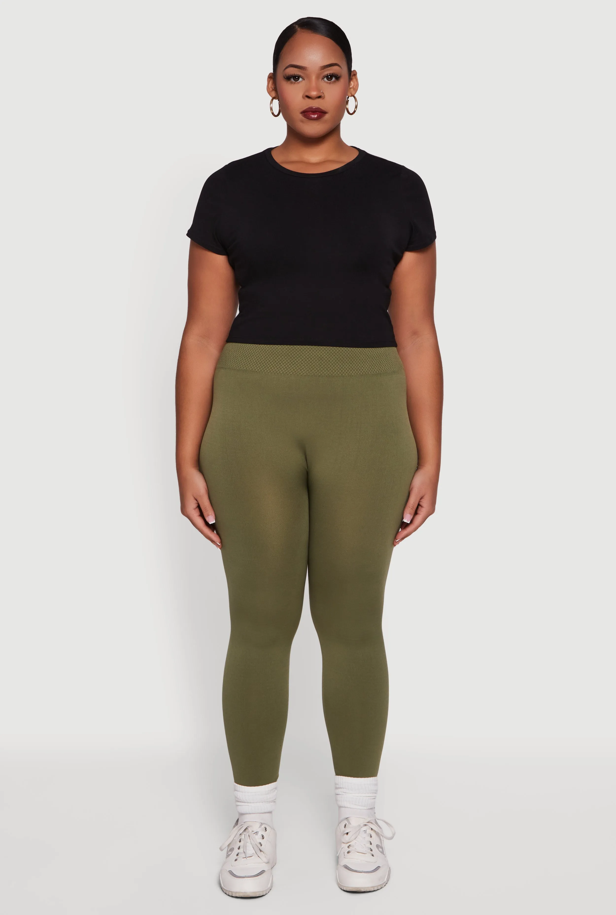 Plus Size Textured High Waisted Fleece Lined Leggings sold by Rainbow product image thumbnail 2