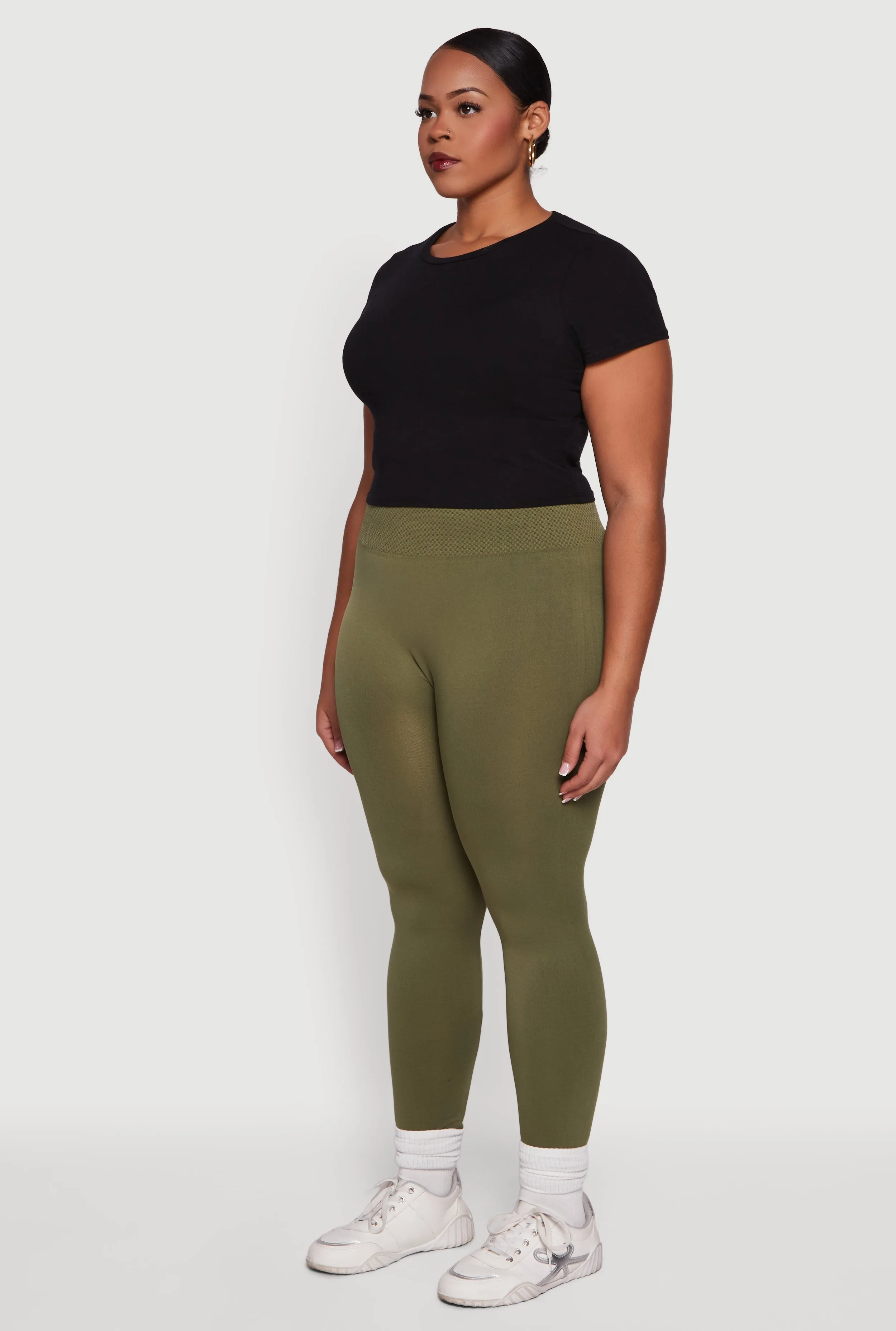Plus Size Textured High Waisted Fleece Lined Leggings sold by Rainbow product image thumbnail 3