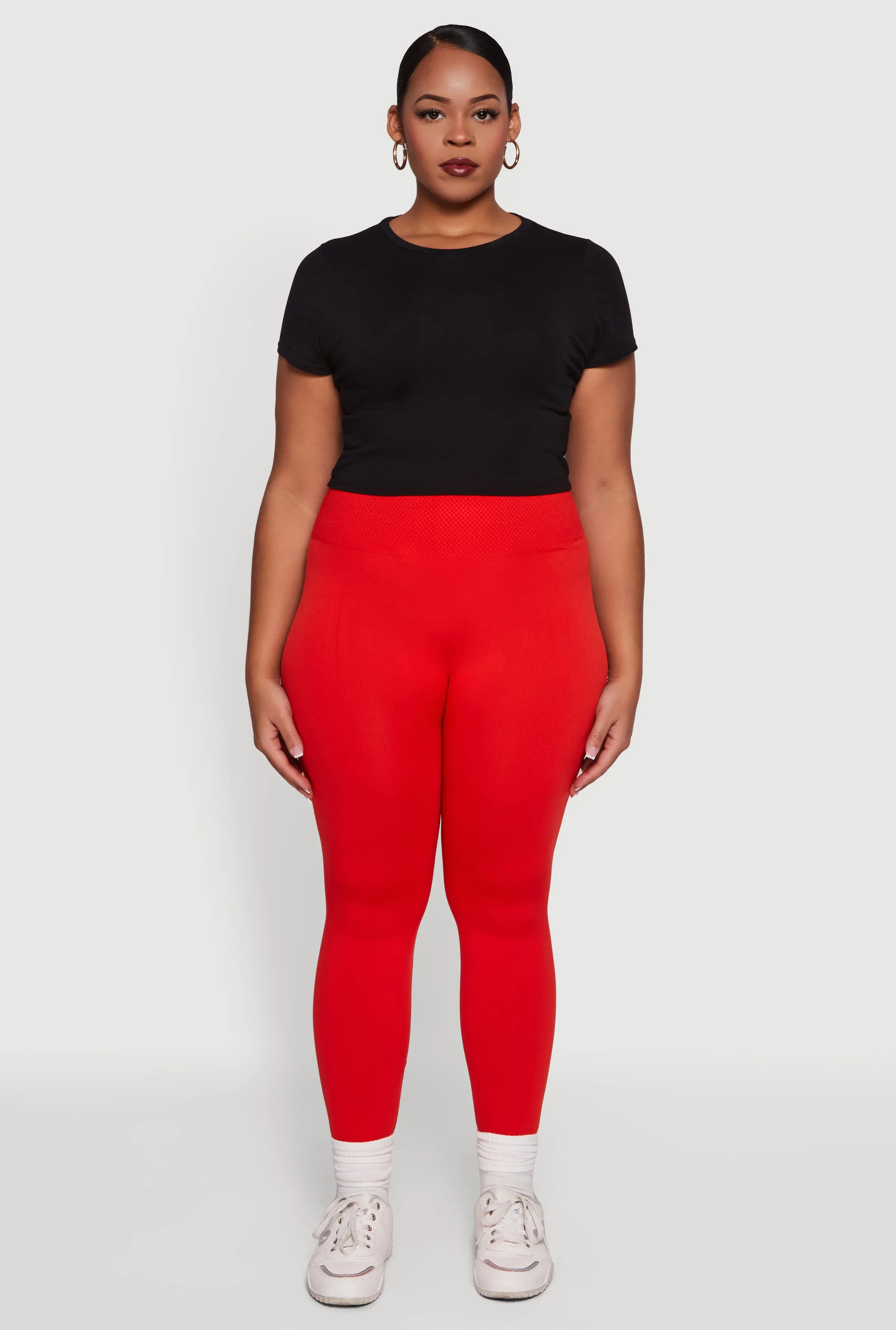 Plus Size Textured High Waisted Fleece Lined Leggings sold by Rainbow product image thumbnail 2