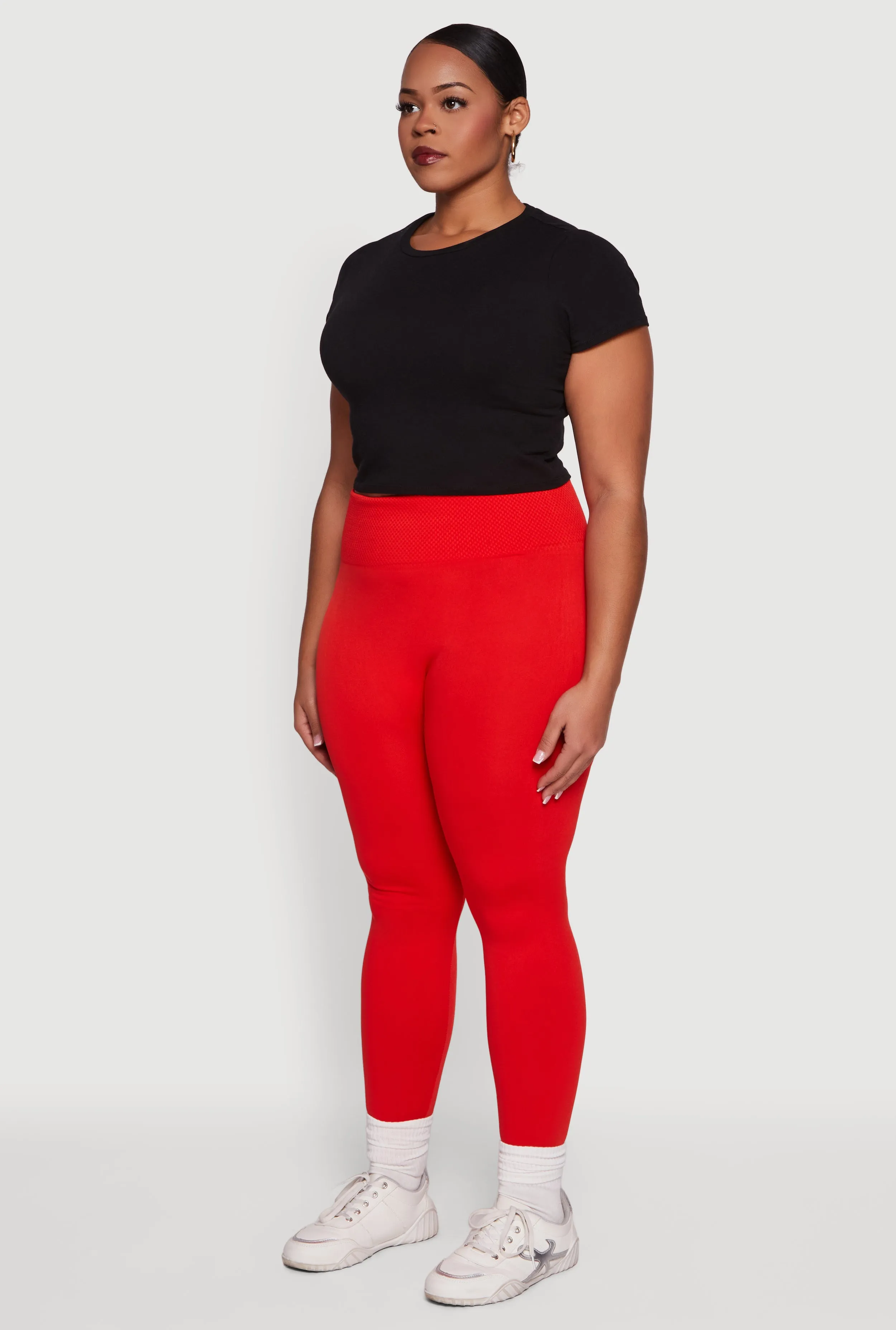 Plus Size Textured High Waisted Fleece Lined Leggings sold by Rainbow product image thumbnail 3