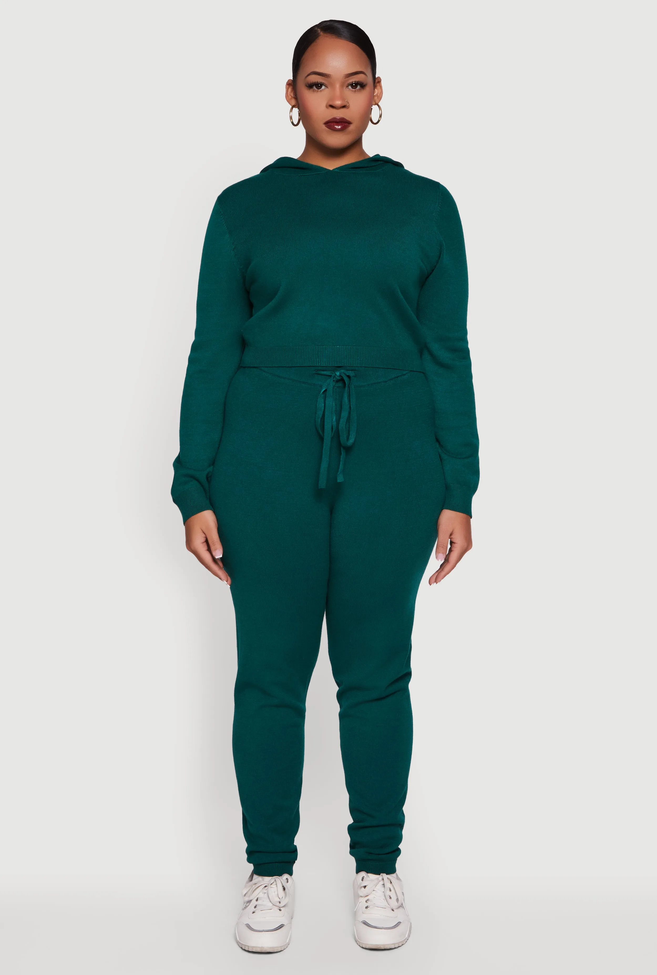 Plus Size Hooded Pull Over Crop Sweater sold by Rainbow product image thumbnail 3