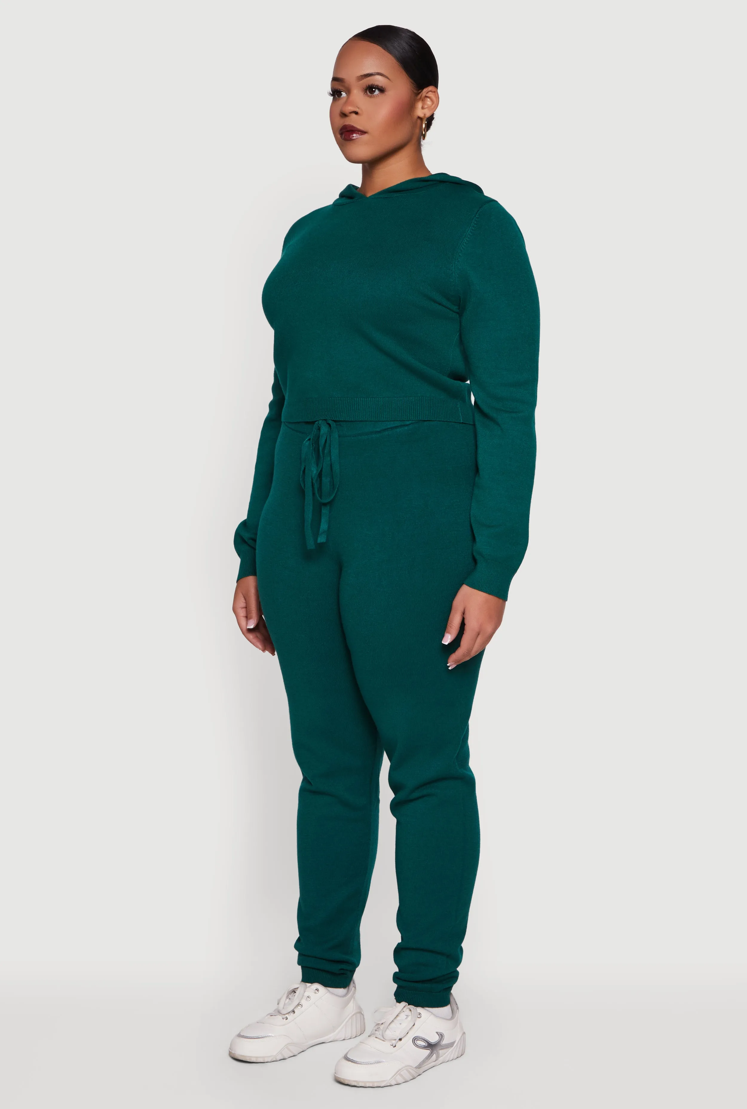 Plus Size Hooded Pull Over Crop Sweater sold by Rainbow product image thumbnail 5