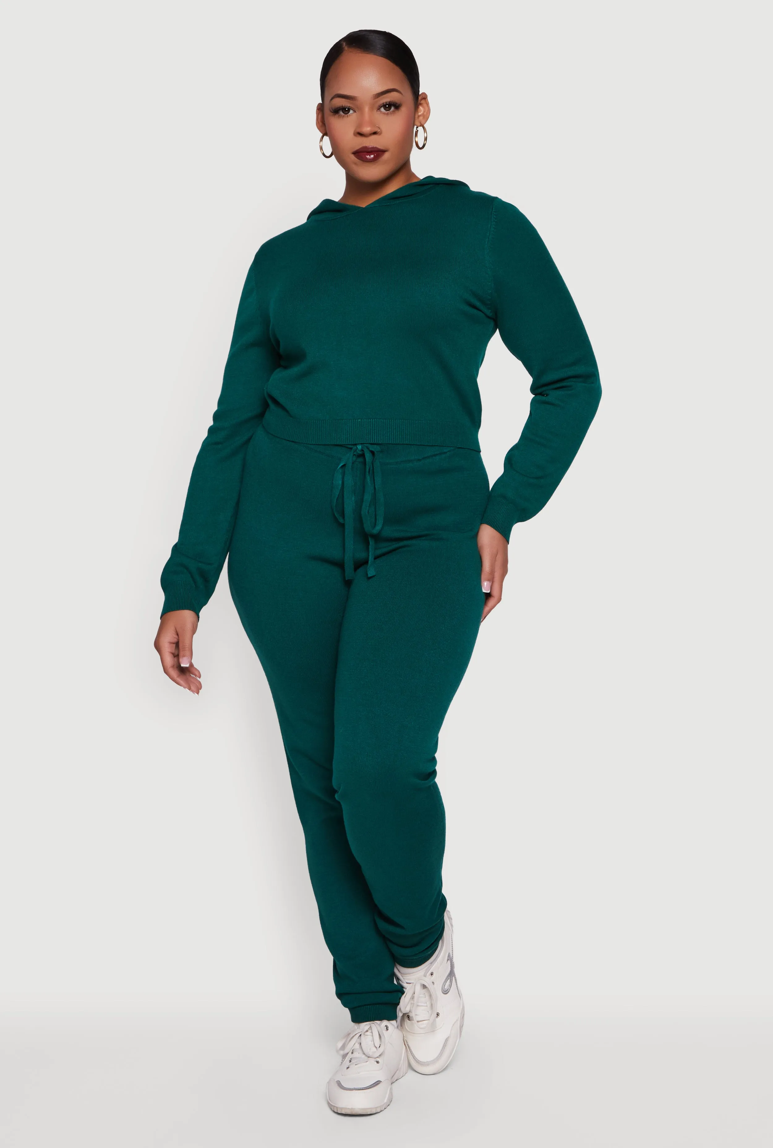 Plus Size Hooded Pull Over Crop Sweater sold by Rainbow product image thumbnail 2