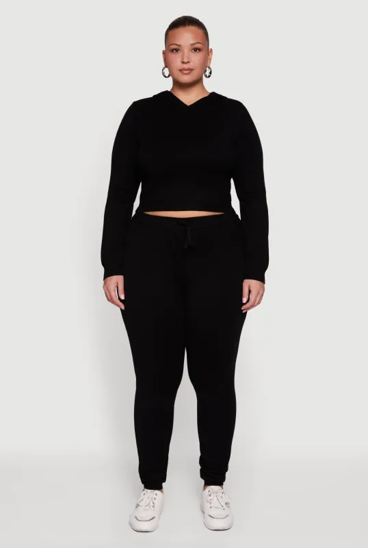 Plus Size Drawstring High Waisted Brushed Knit Joggers sold by Rainbow