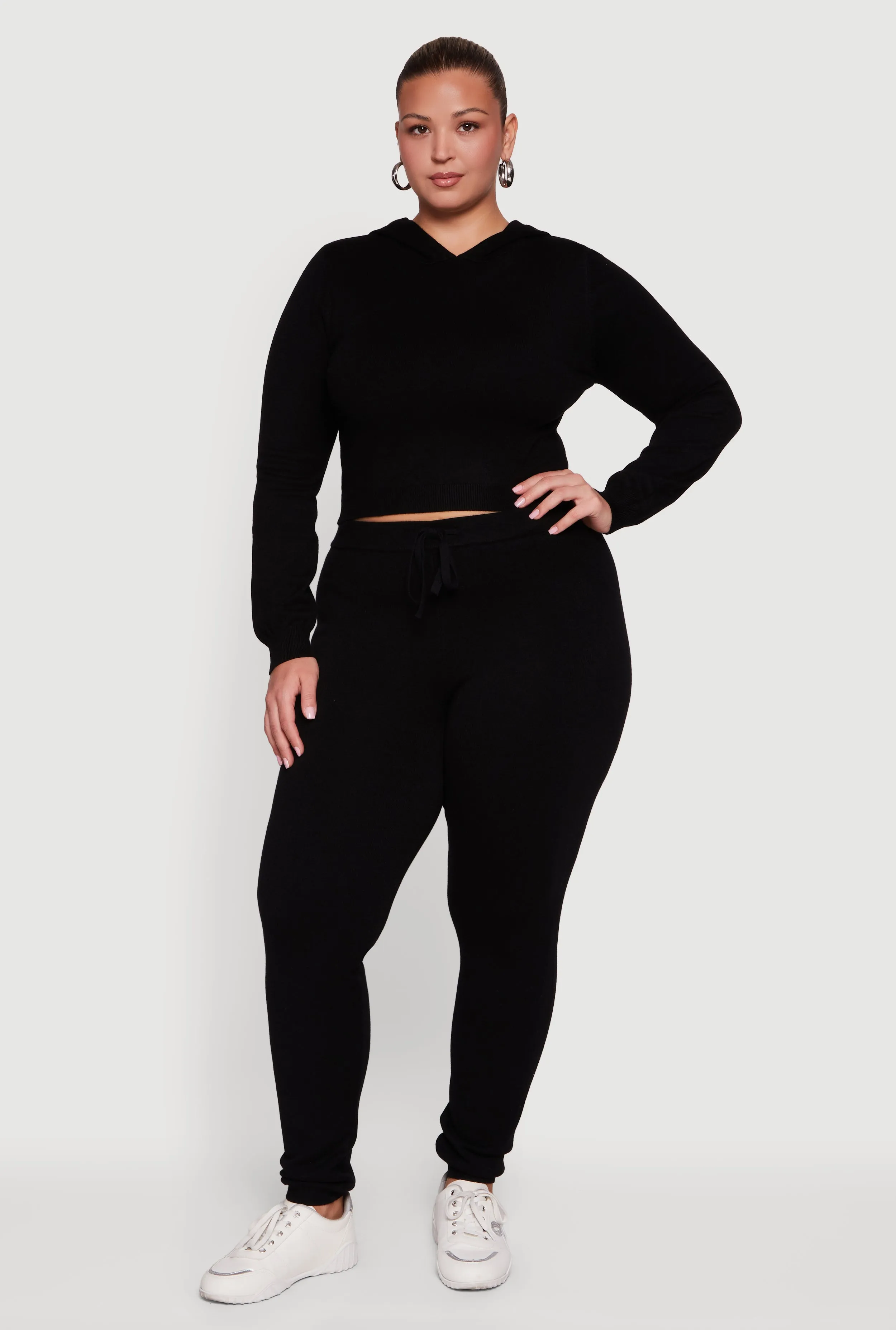 Plus Size Hooded Pull Over Crop Sweater sold by Rainbow product image thumbnail 3