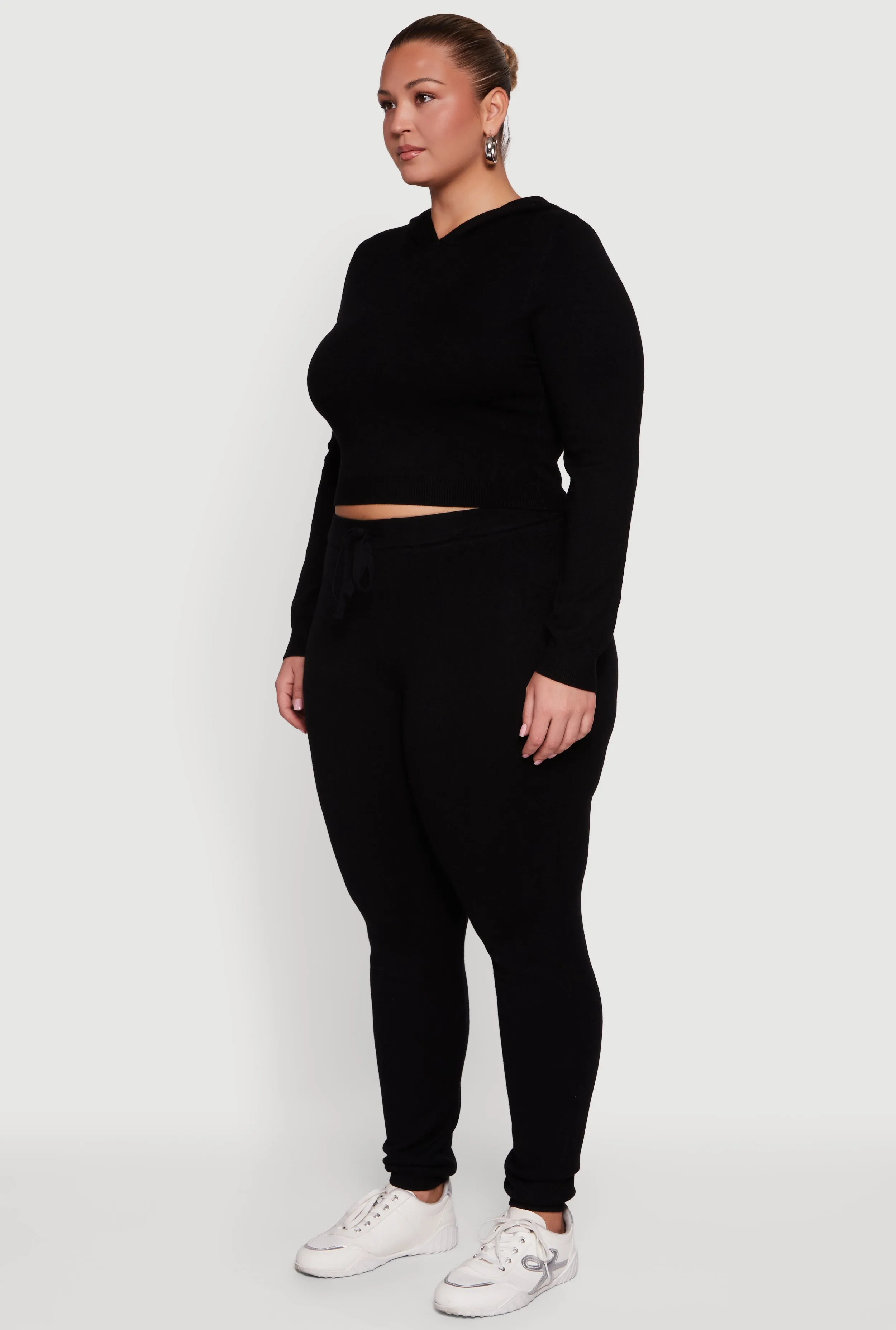 Plus Size Hooded Pull Over Crop Sweater sold by Rainbow product image thumbnail 5