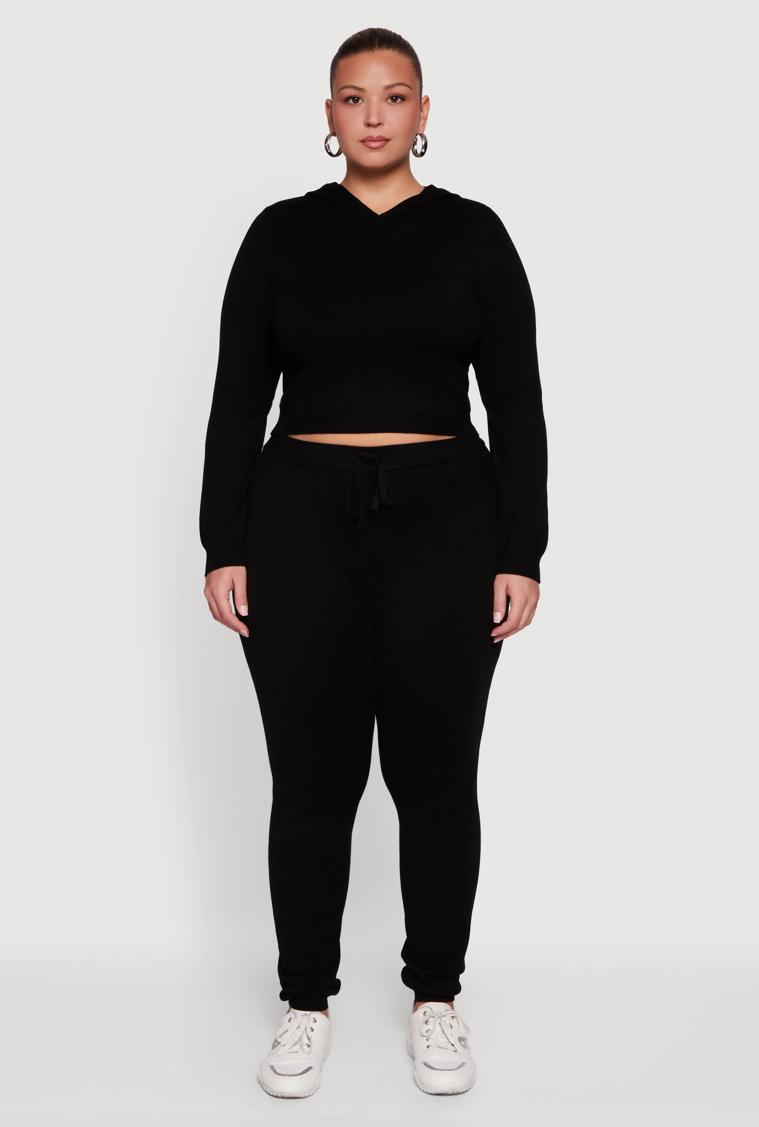 Plus Size Hooded Pull Over Crop Sweater sold by Rainbow product image thumbnail 2