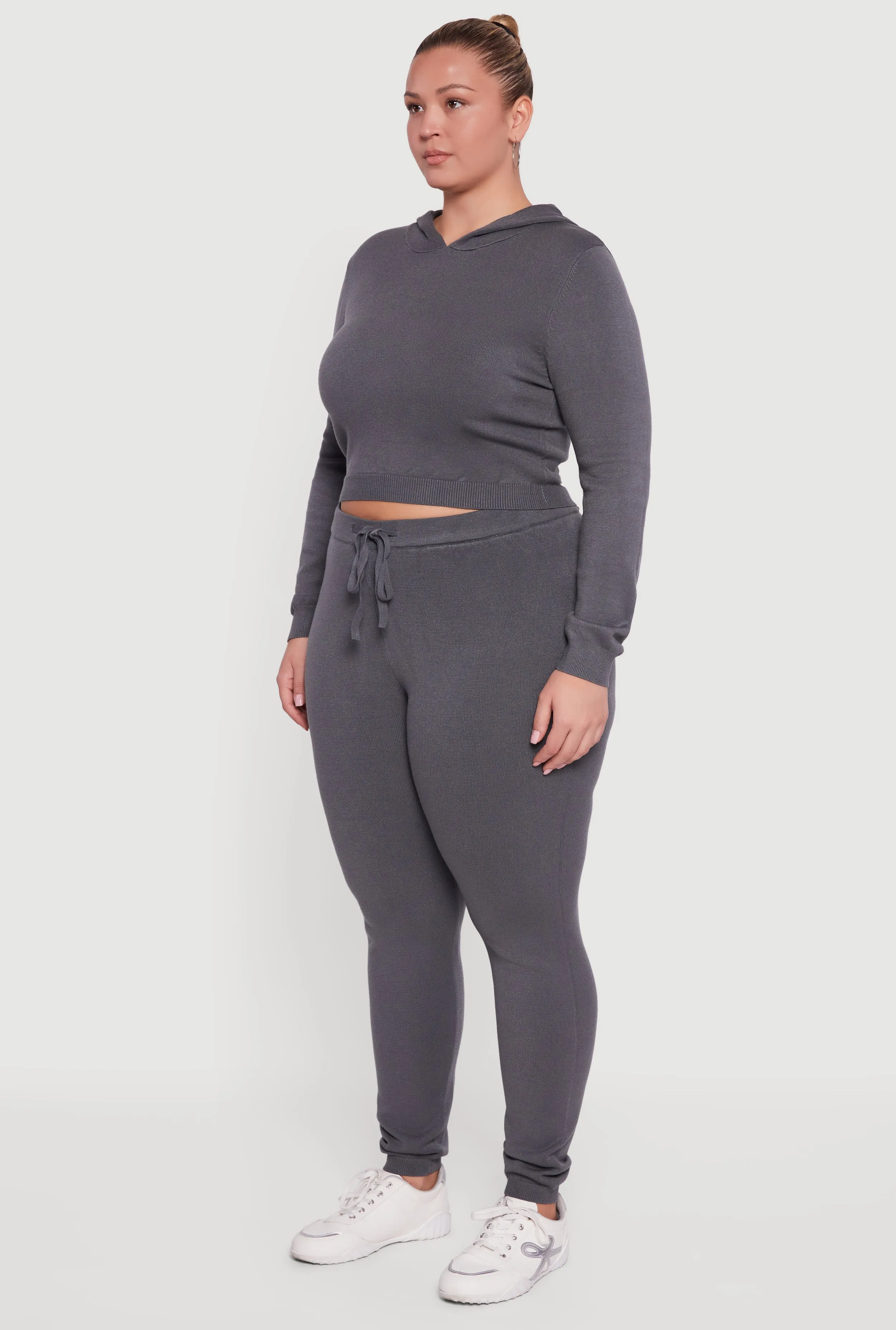 Plus Size Hooded Pull Over Crop Sweater sold by Rainbow product image thumbnail 5