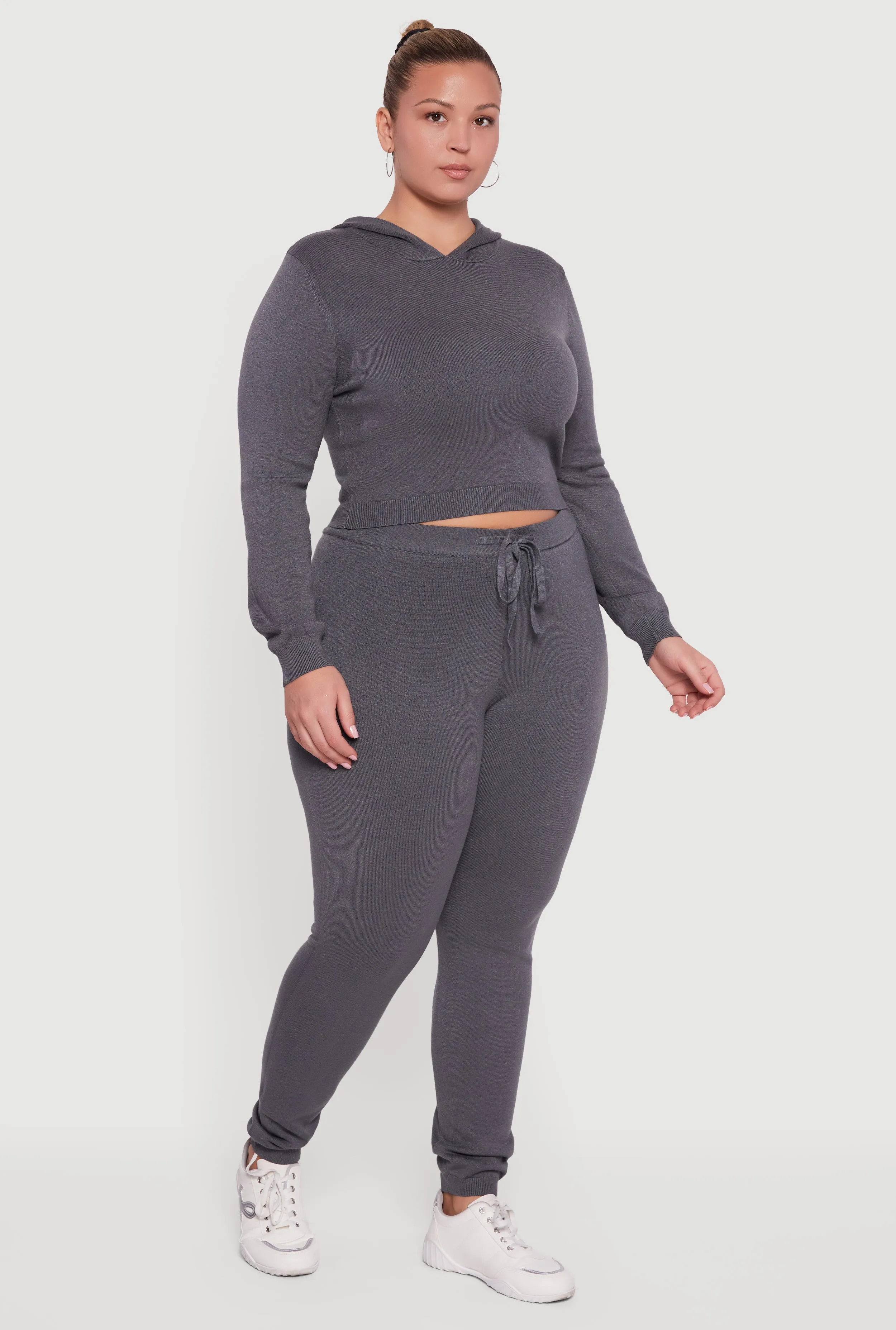 Plus Size Drawstring High Waisted Brushed Knit Joggers sold by Rainbow
