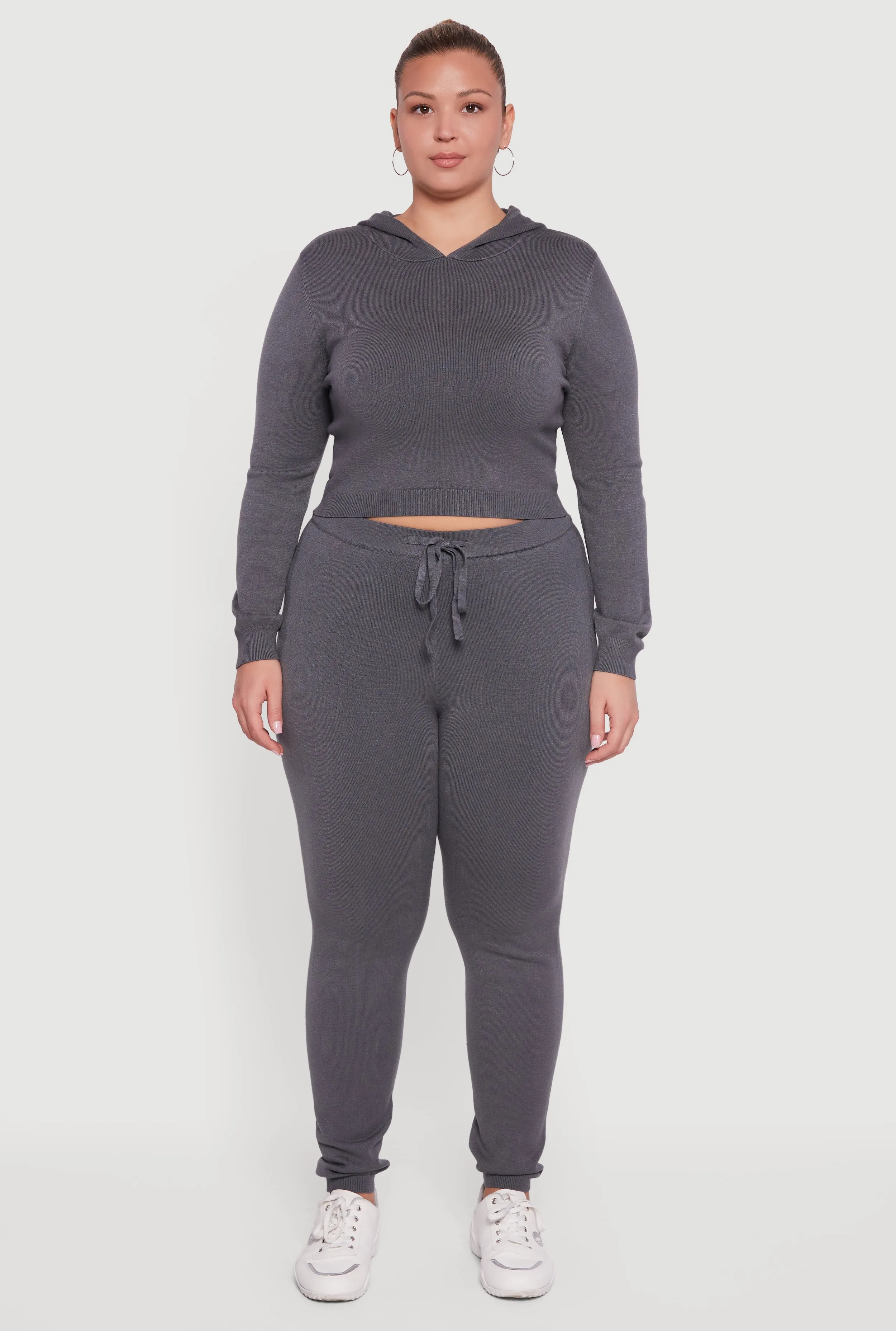Plus Size Drawstring High Waisted Brushed Knit Joggers sold by Rainbow product image thumbnail 2