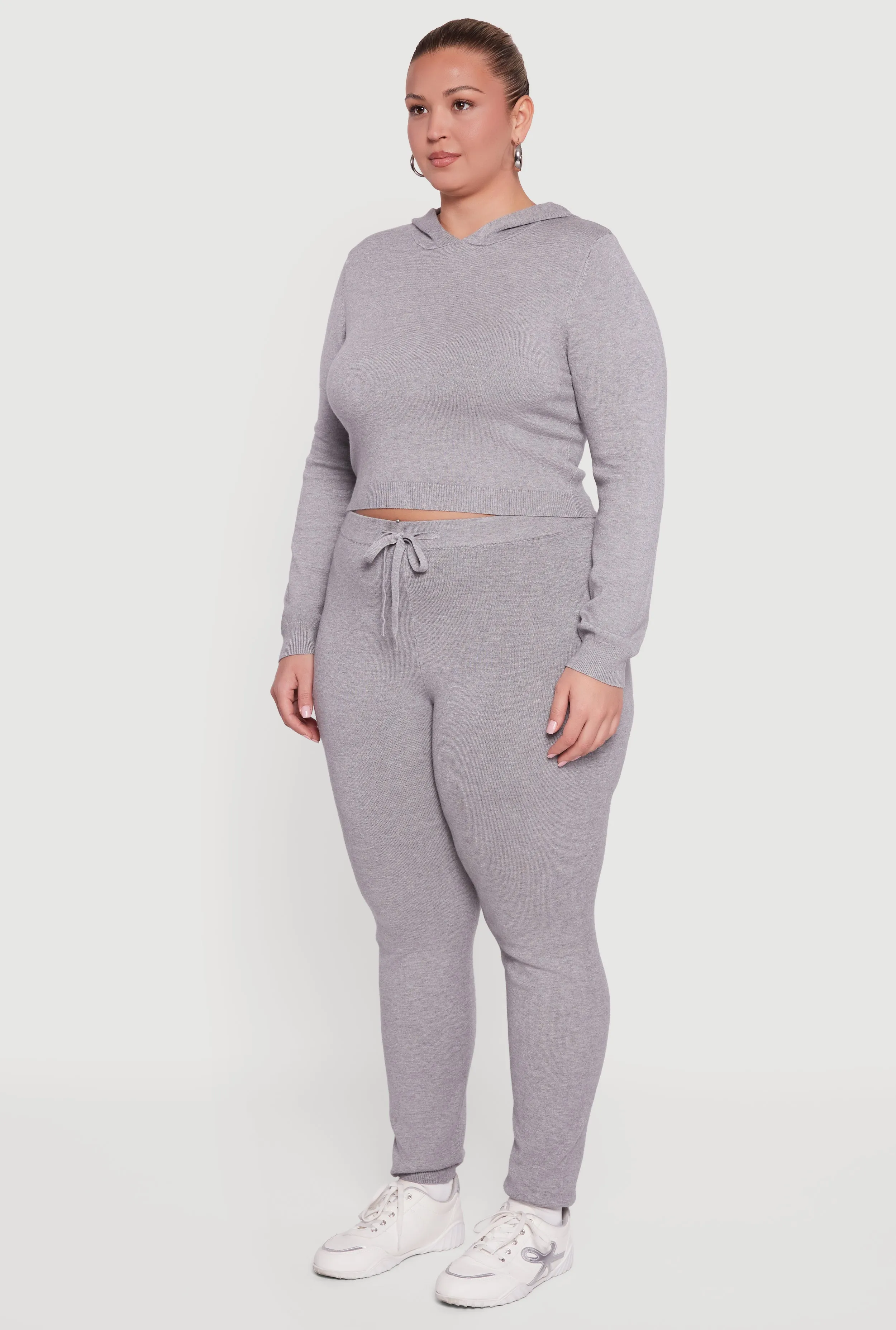 Plus Size Hooded Pull Over Crop Sweater sold by Rainbow product image thumbnail 5