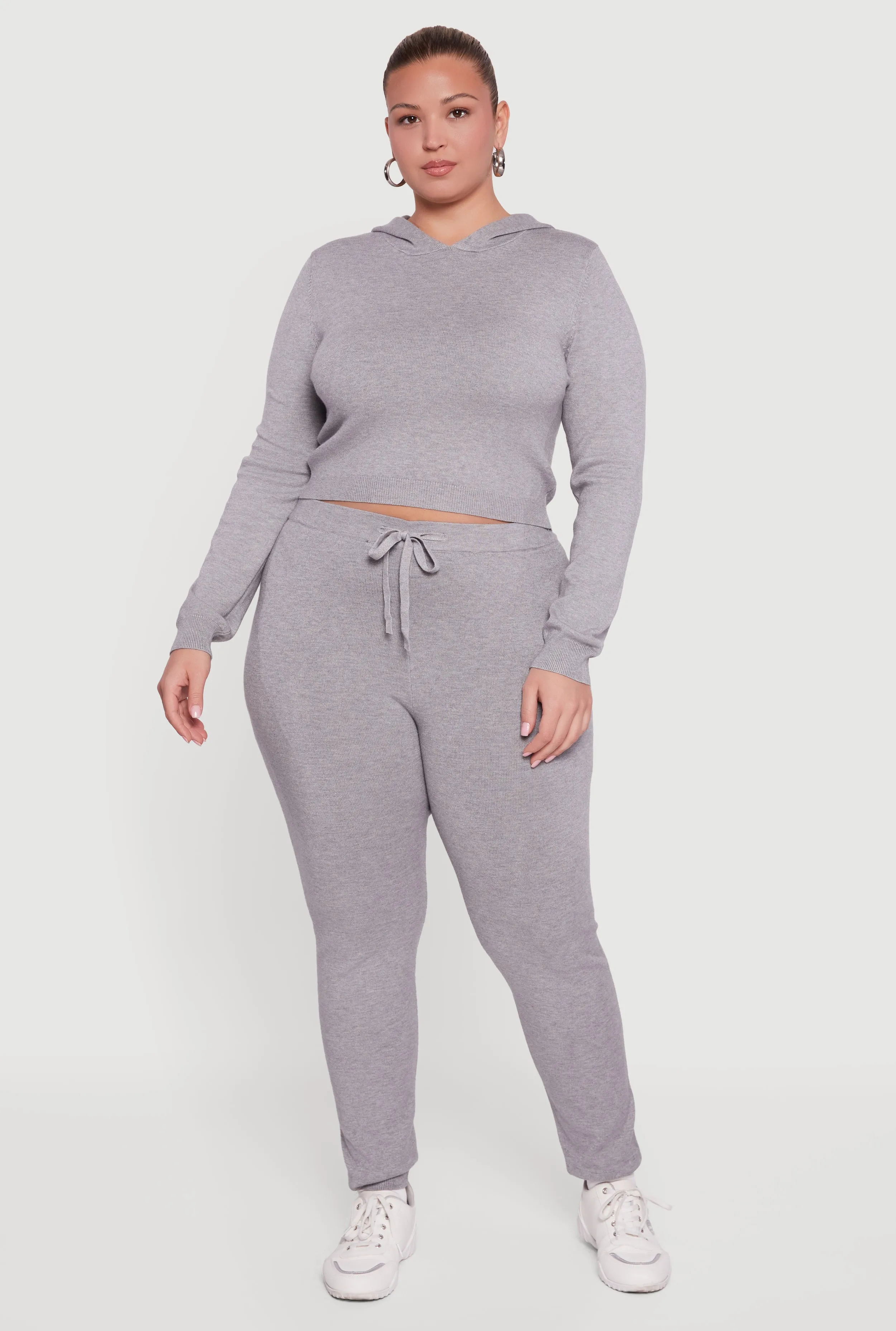 Plus Size Hooded Pull Over Crop Sweater sold by Rainbow product image thumbnail 2