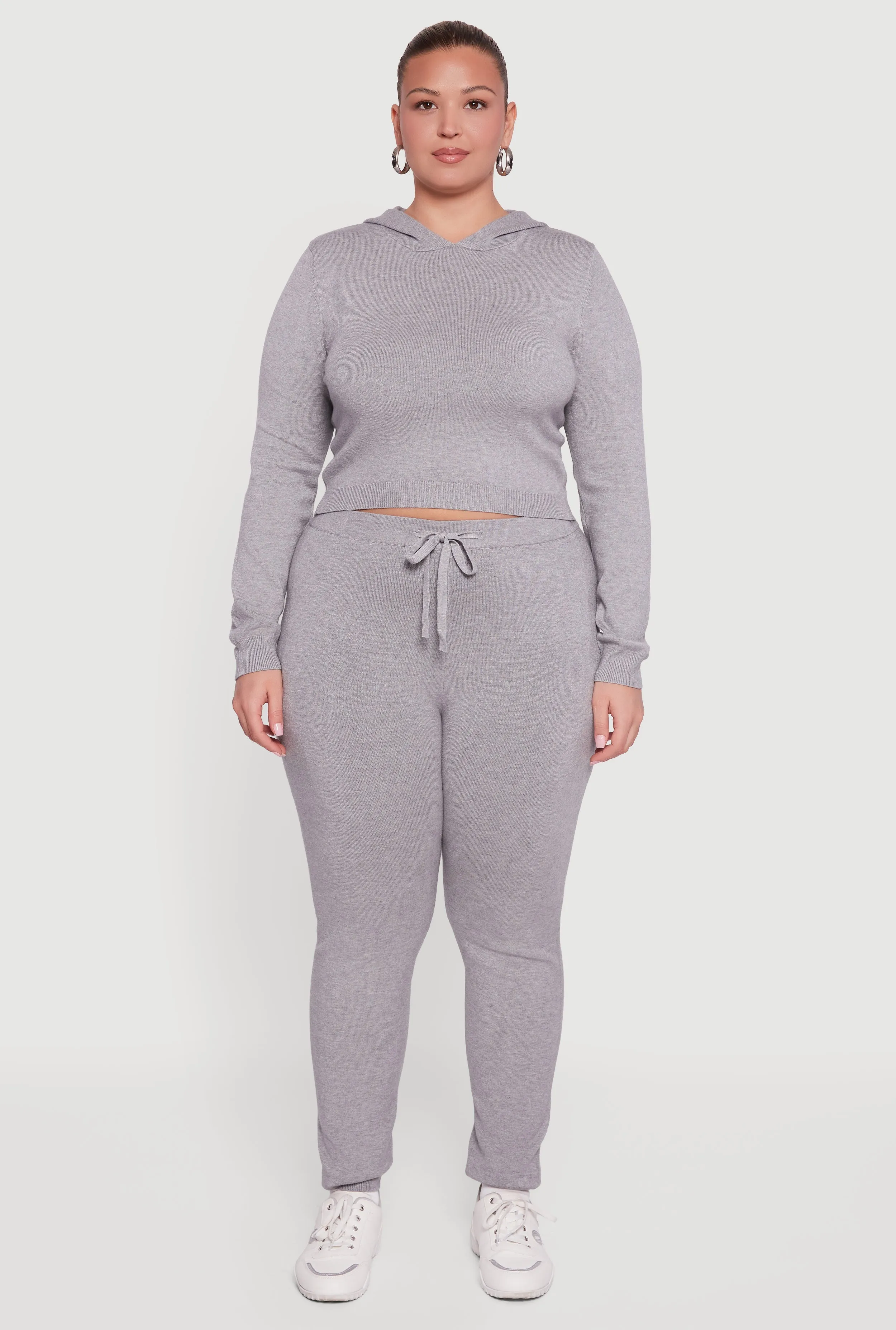 Plus Size Hooded Pull Over Crop Sweater sold by Rainbow product image thumbnail 3