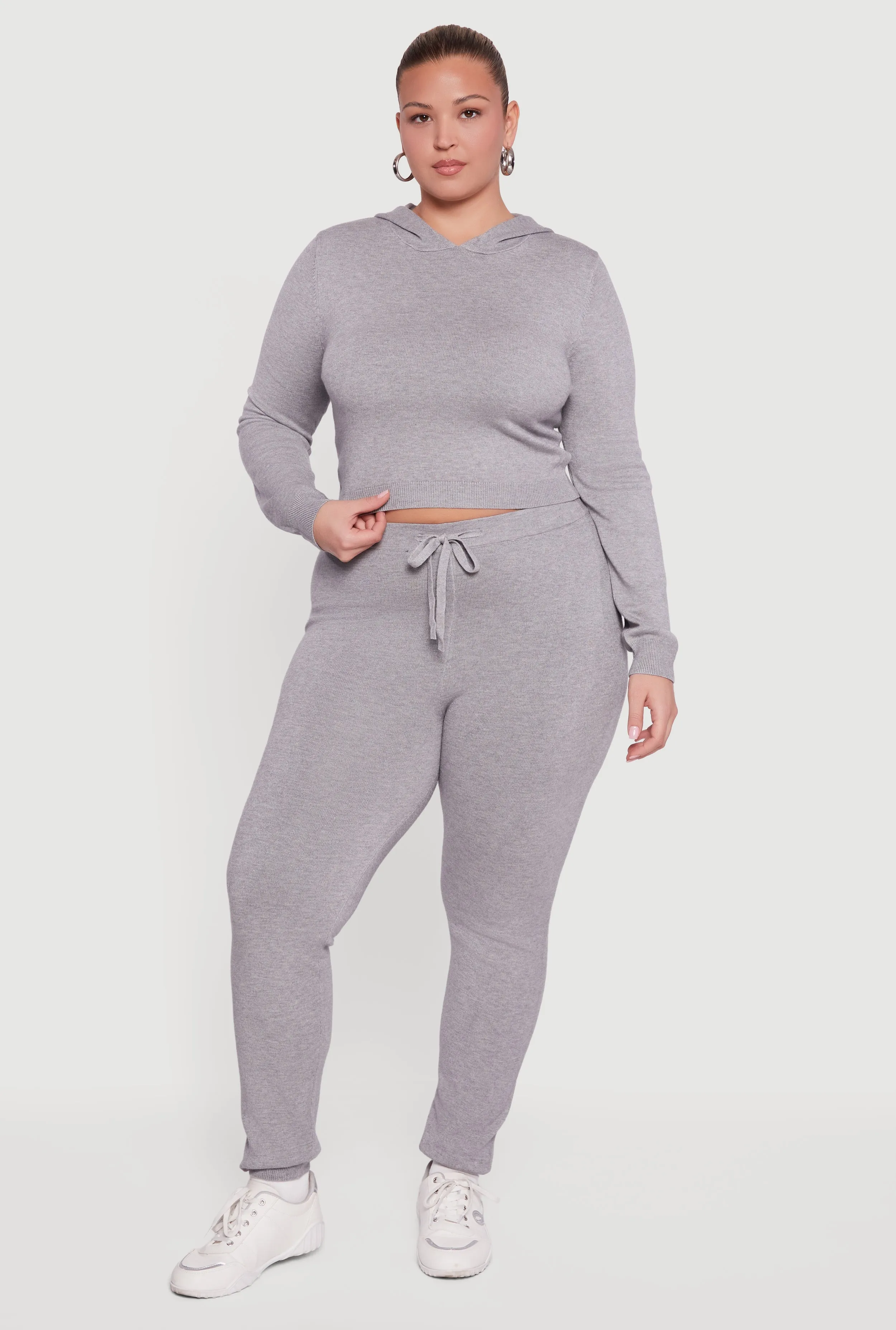 Plus Size Drawstring High Waisted Brushed Knit Joggers sold by Rainbow