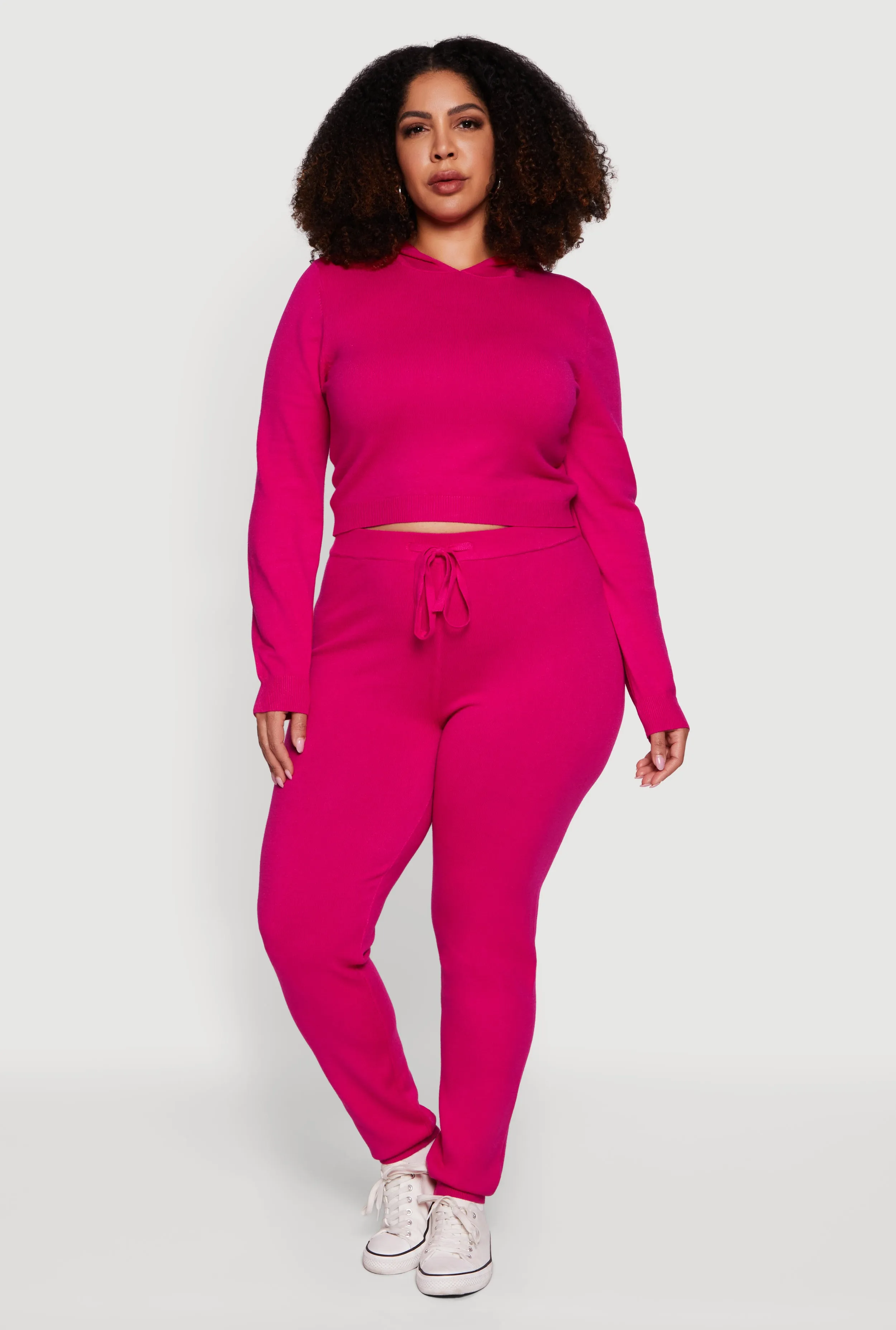 Plus Size Hooded Pull Over Crop Sweater sold by Rainbow product image thumbnail 3