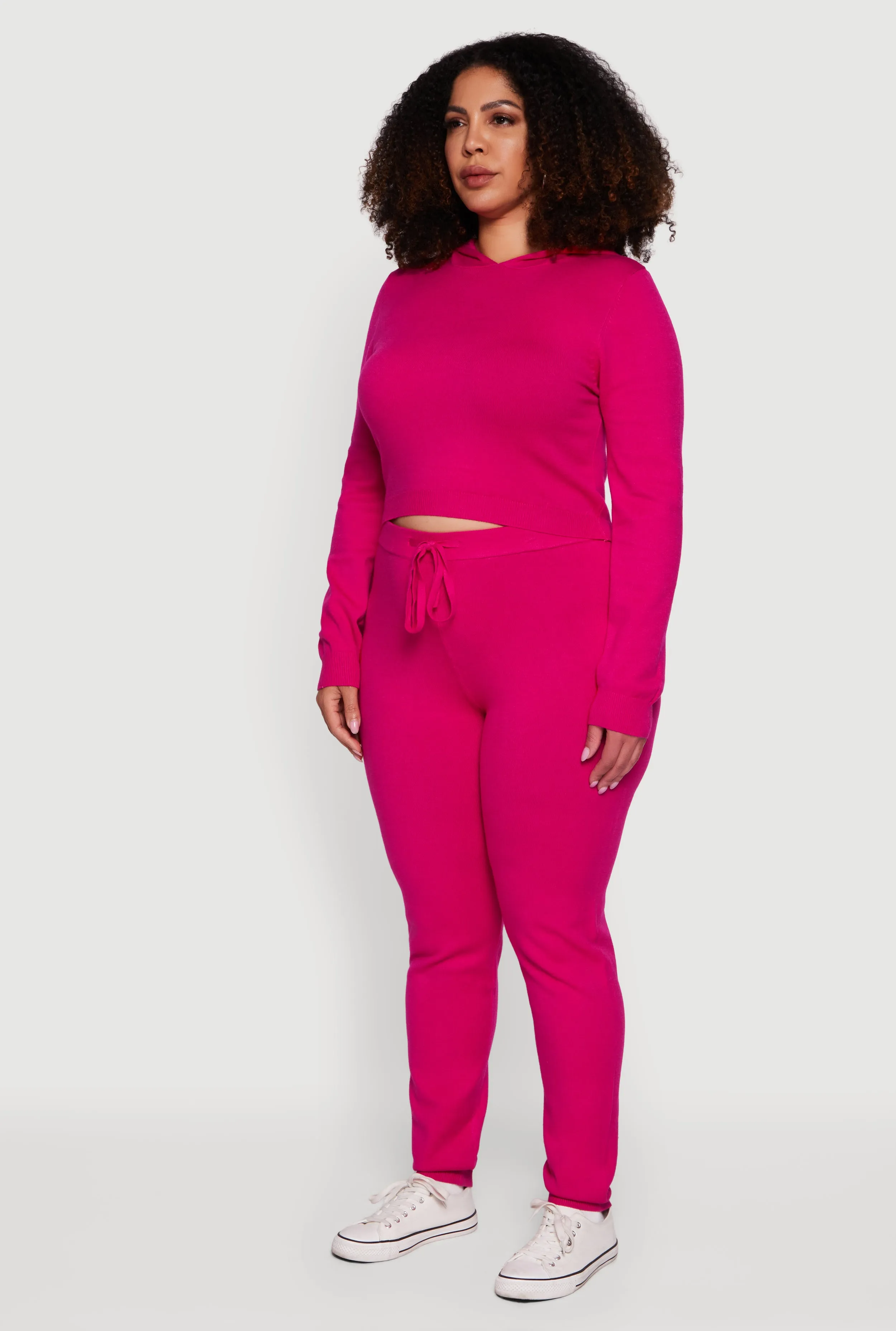 Plus Size Hooded Pull Over Crop Sweater sold by Rainbow product image thumbnail 5