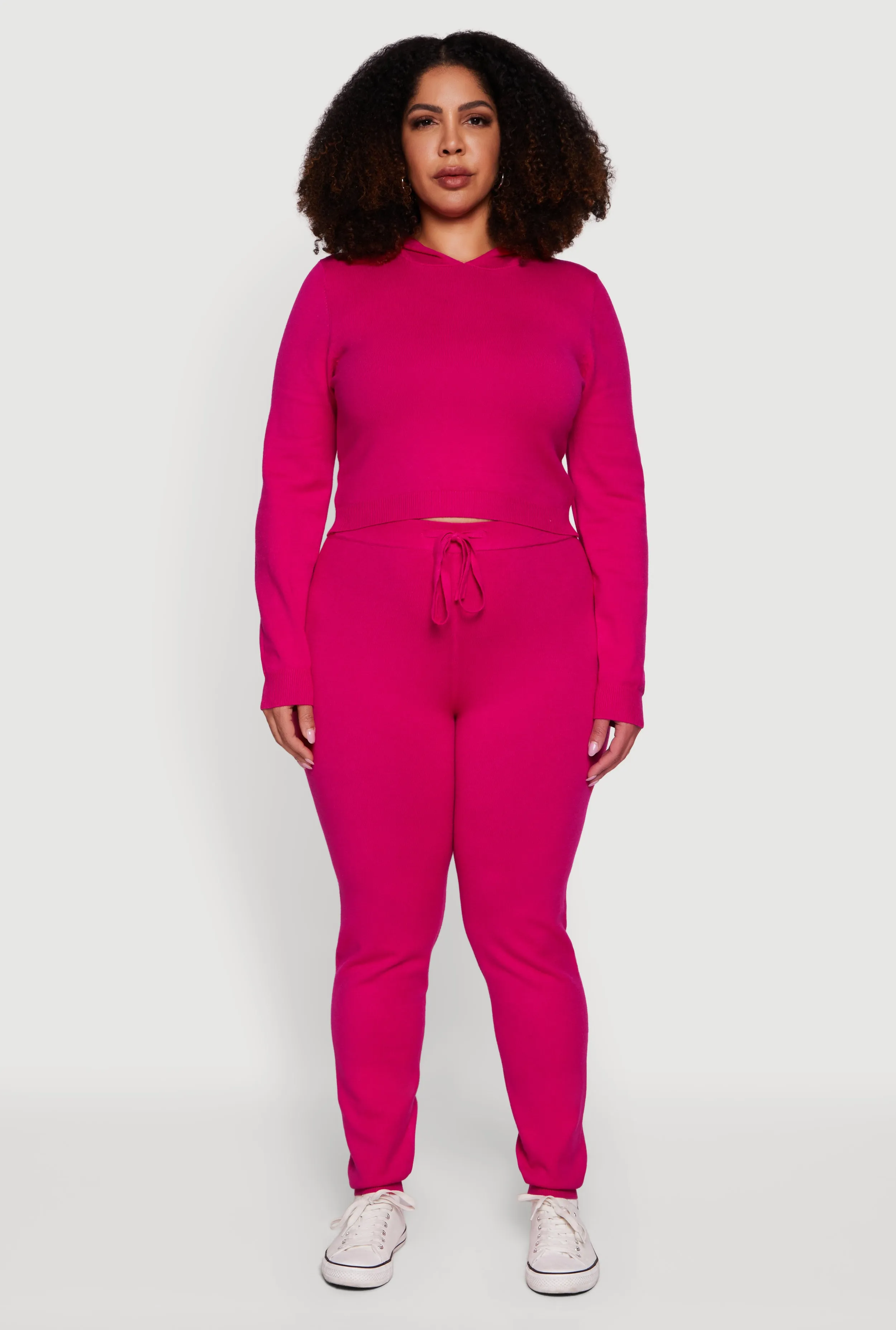 Plus Size Hooded Pull Over Crop Sweater sold by Rainbow product image thumbnail 2