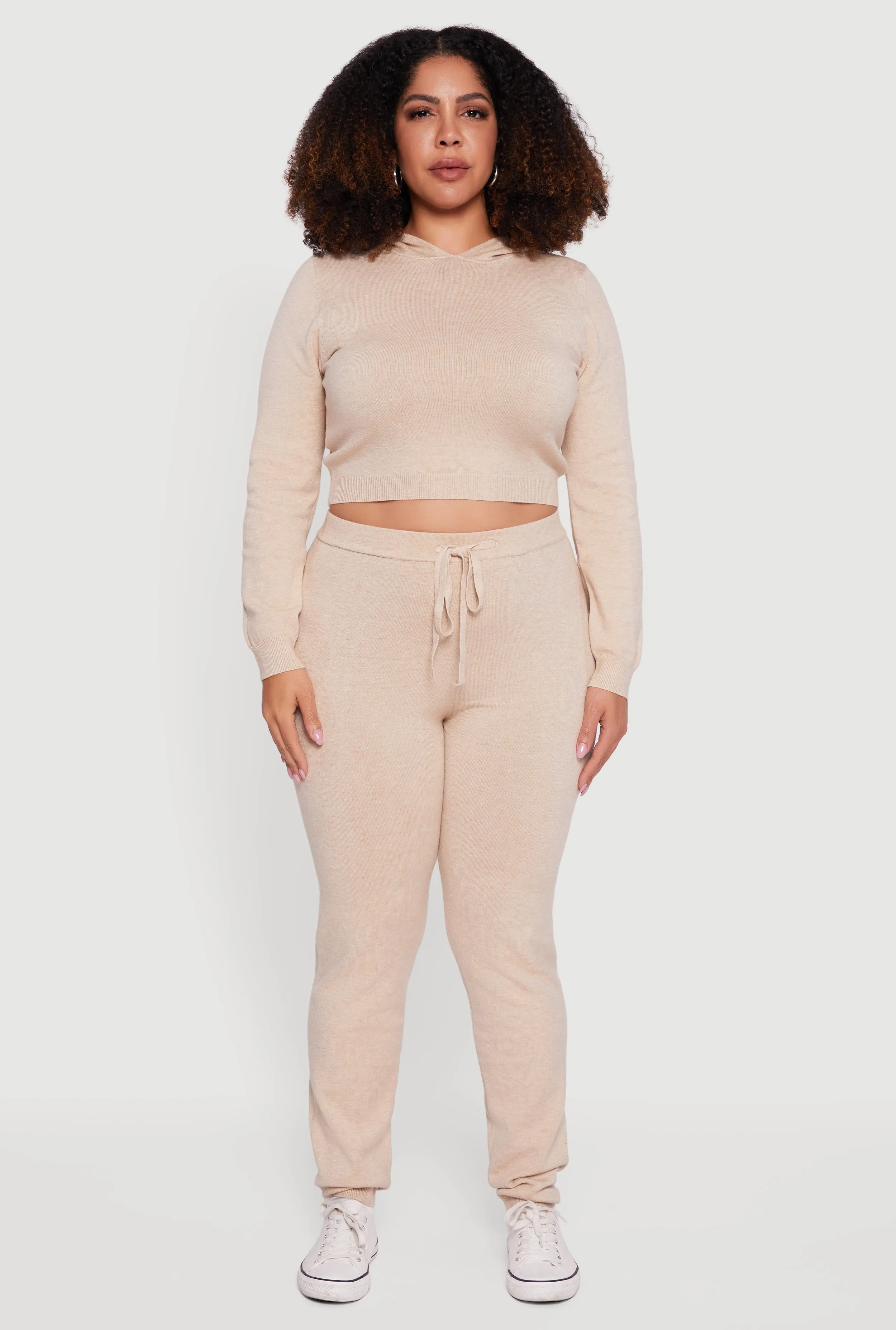 Plus Size Hooded Pull Over Crop Sweater sold by Rainbow product image thumbnail 3