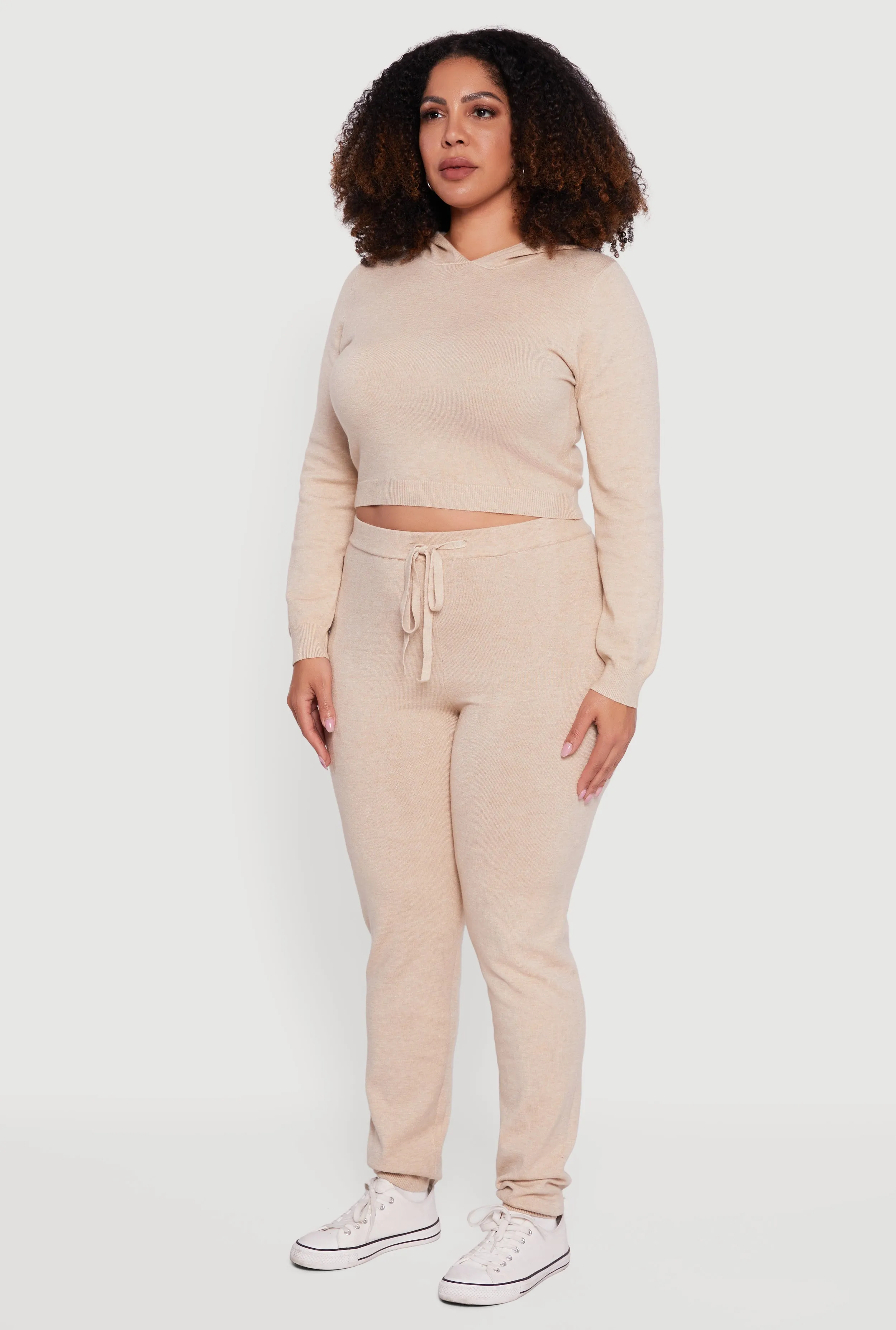 Plus Size Hooded Pull Over Crop Sweater sold by Rainbow product image thumbnail 5