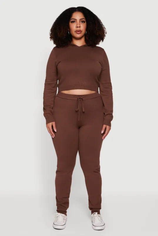 Plus Size Drawstring High Waisted Brushed Knit Joggers sold by Rainbow