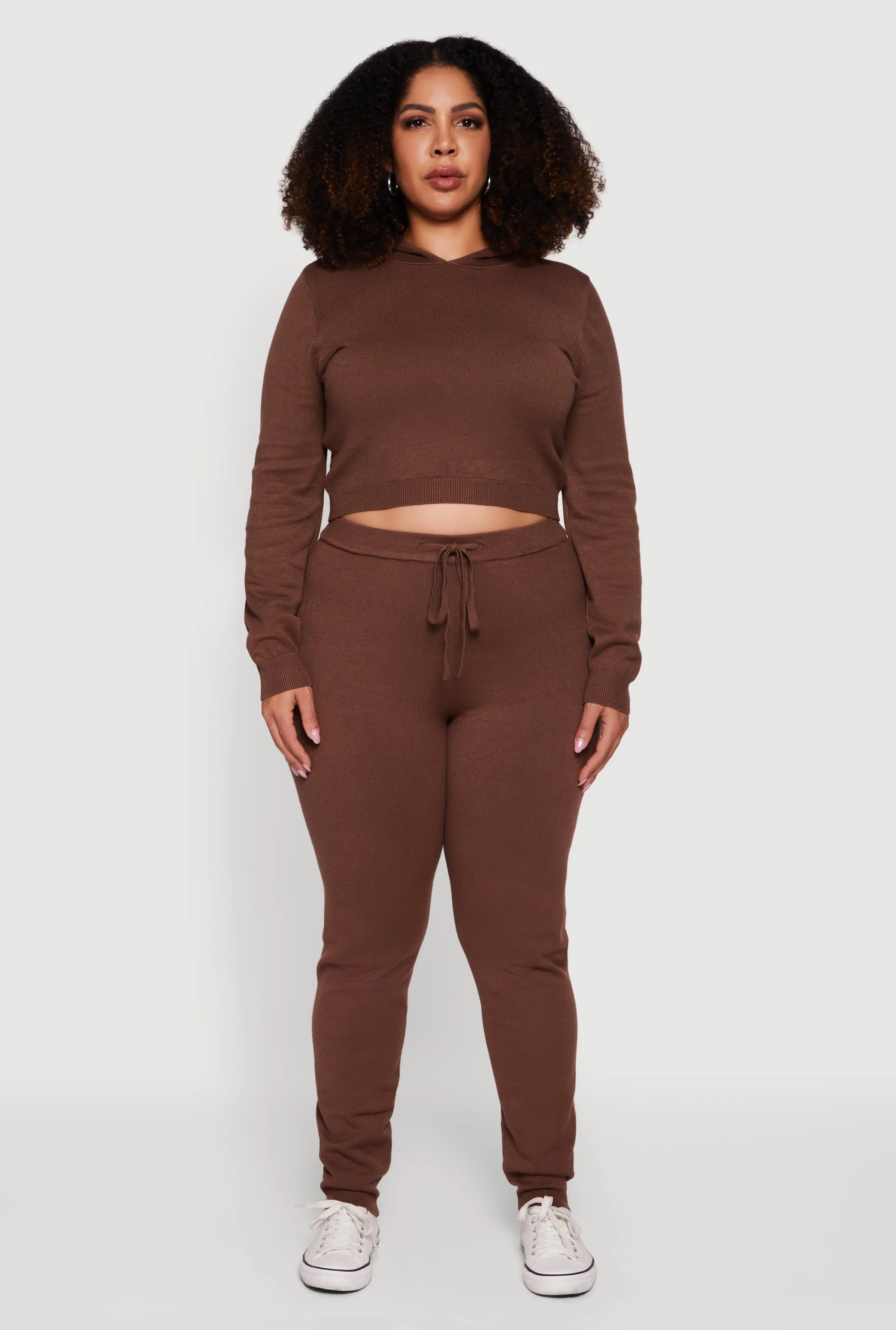Plus Size Drawstring High Waisted Brushed Knit Joggers sold by Rainbow