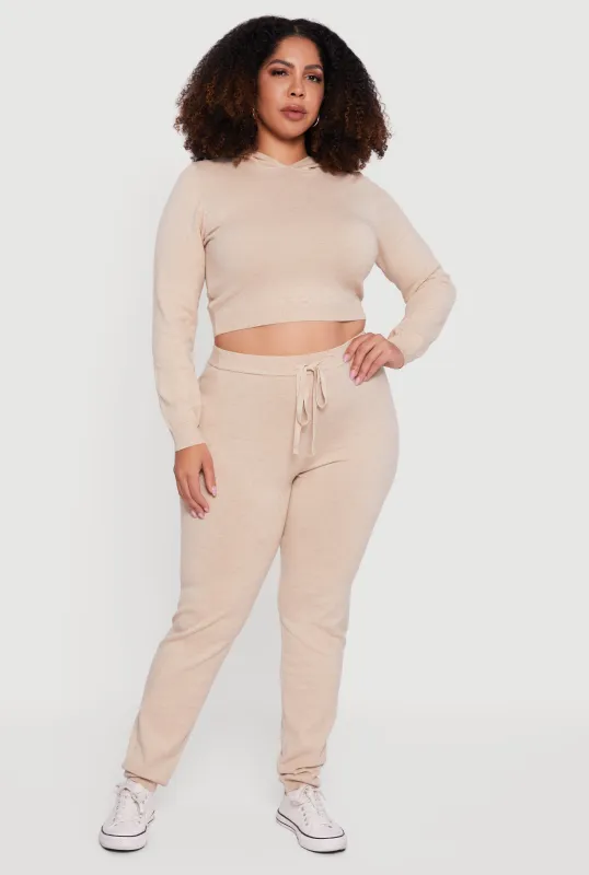 Plus Size Drawstring High Waisted Brushed Knit Joggers sold by Rainbow