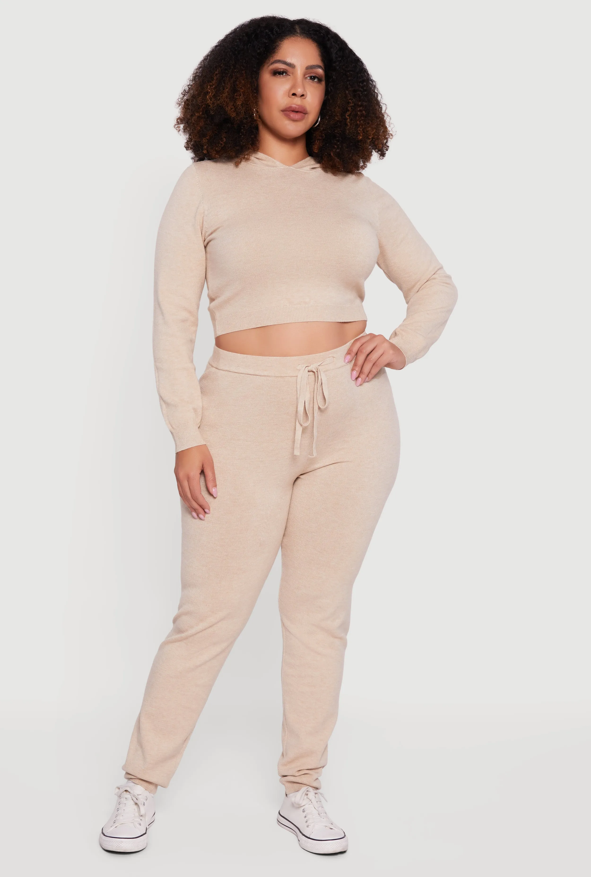 Plus Size Drawstring High Waisted Brushed Knit Joggers sold by Rainbow