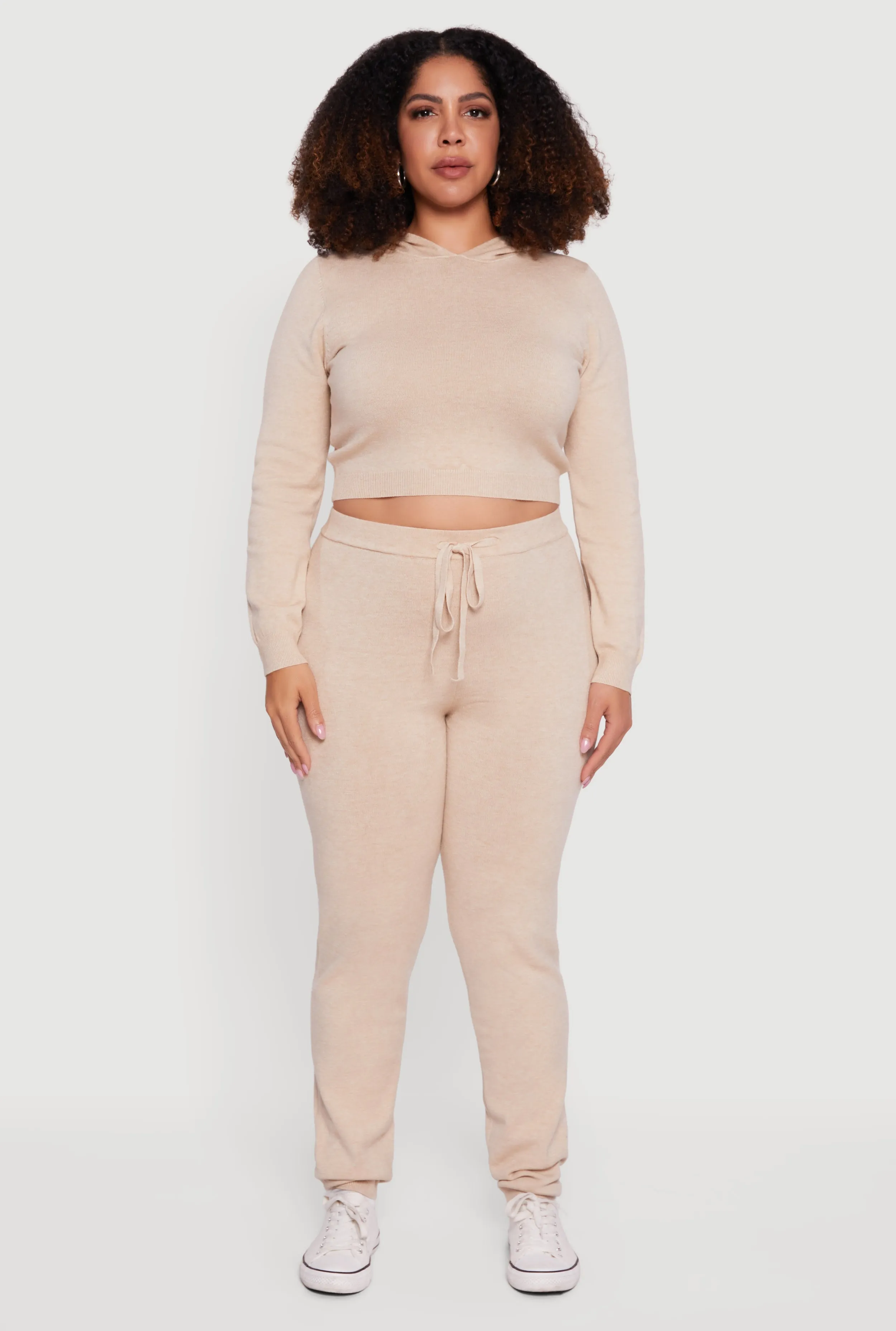 Plus Size Drawstring High Waisted Brushed Knit Joggers sold by Rainbow product image thumbnail 2