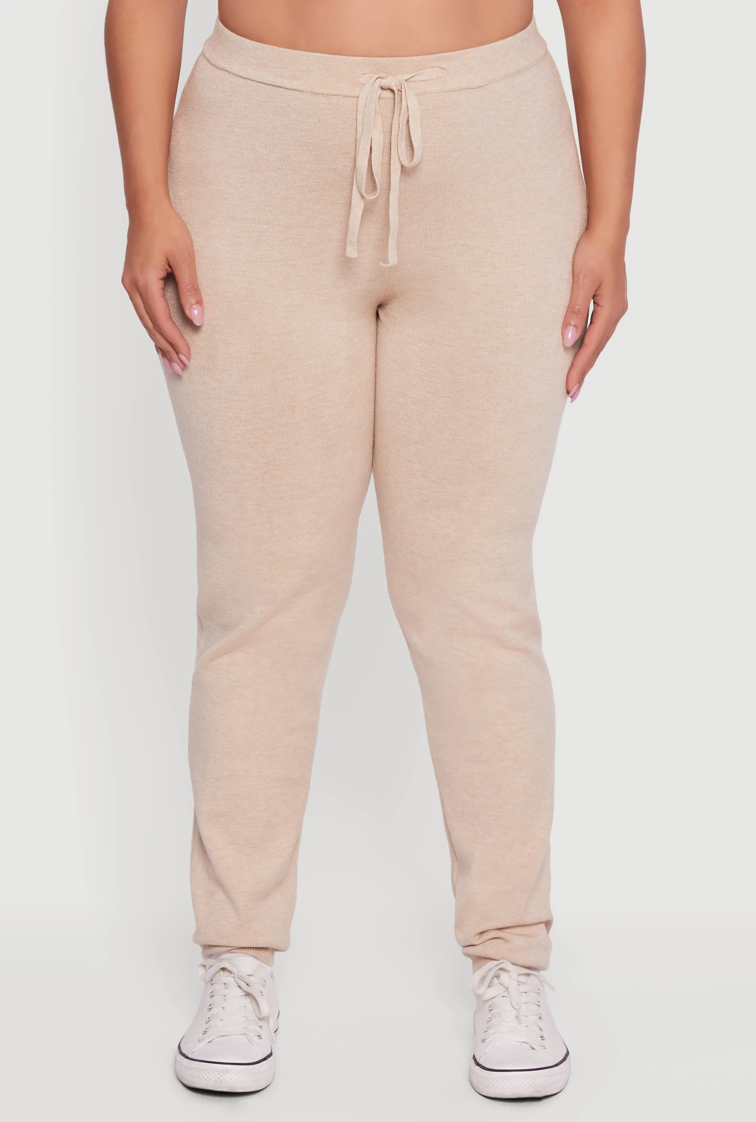 Plus Size Drawstring High Waisted Brushed Knit Joggers sold by Rainbow product image thumbnail 3