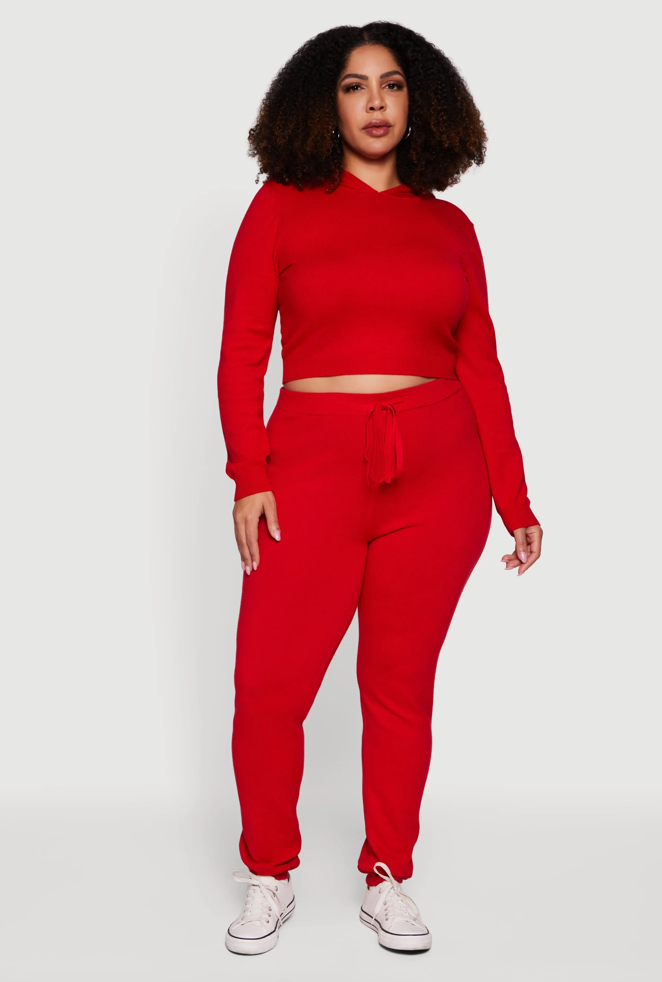 Plus Size Hooded Pull Over Crop Sweater sold by Rainbow product image thumbnail 3