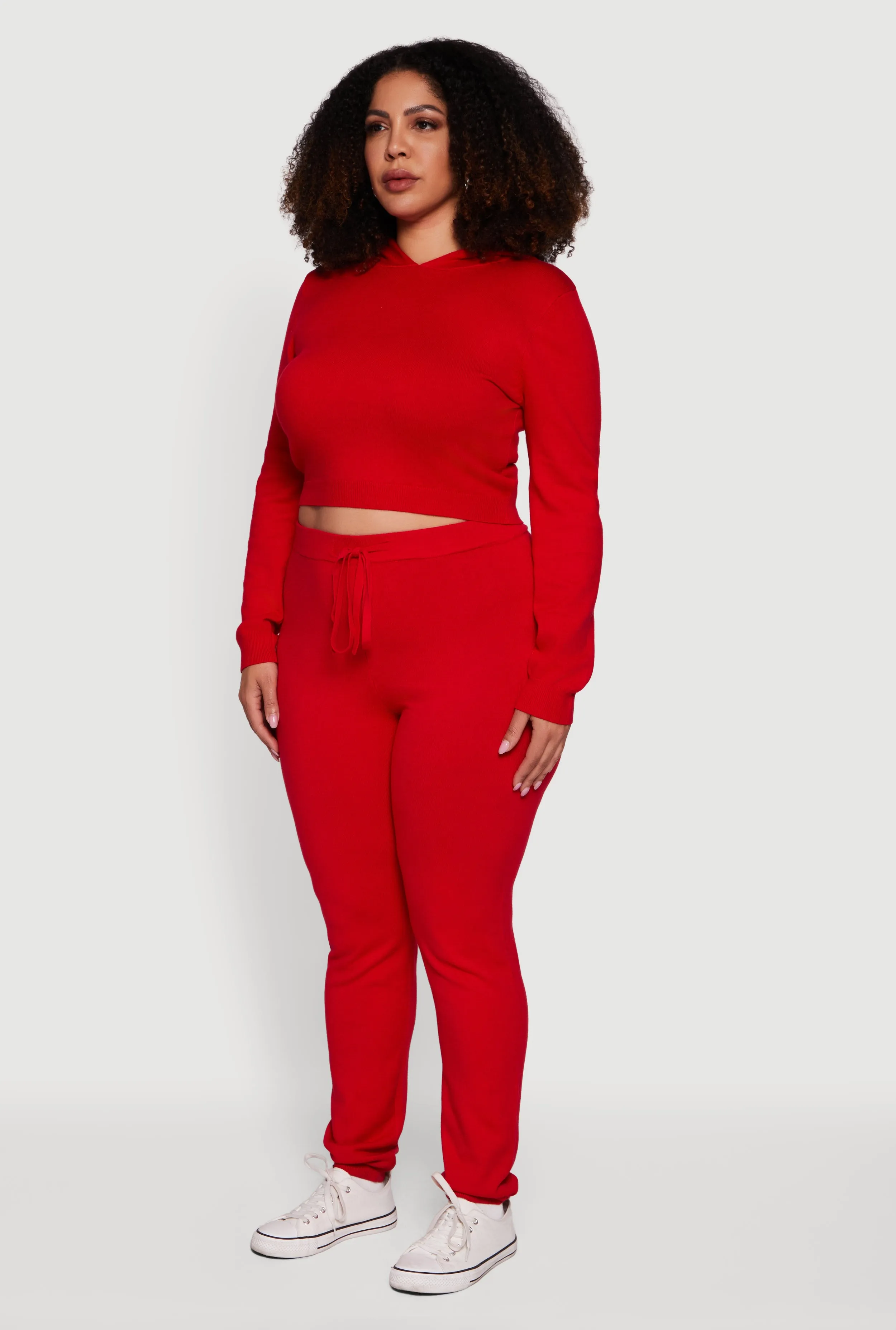 Plus Size Hooded Pull Over Crop Sweater sold by Rainbow product image thumbnail 5