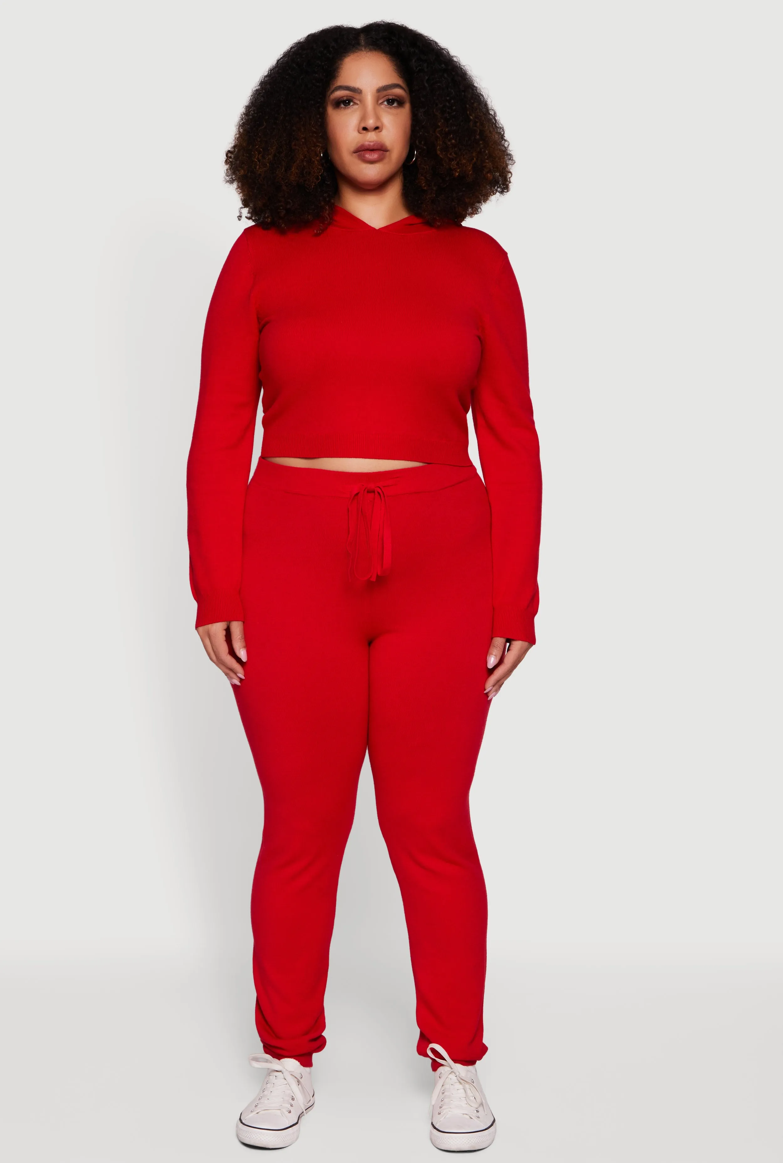 Plus Size Hooded Pull Over Crop Sweater sold by Rainbow product image thumbnail 2