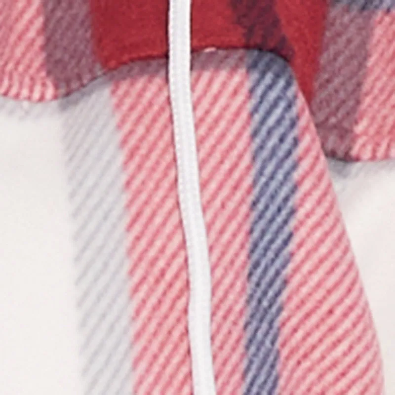 Plus Size Hooded Zip Front Plaid Sherpa Shacket sold by Rainbow product image thumbnail 4