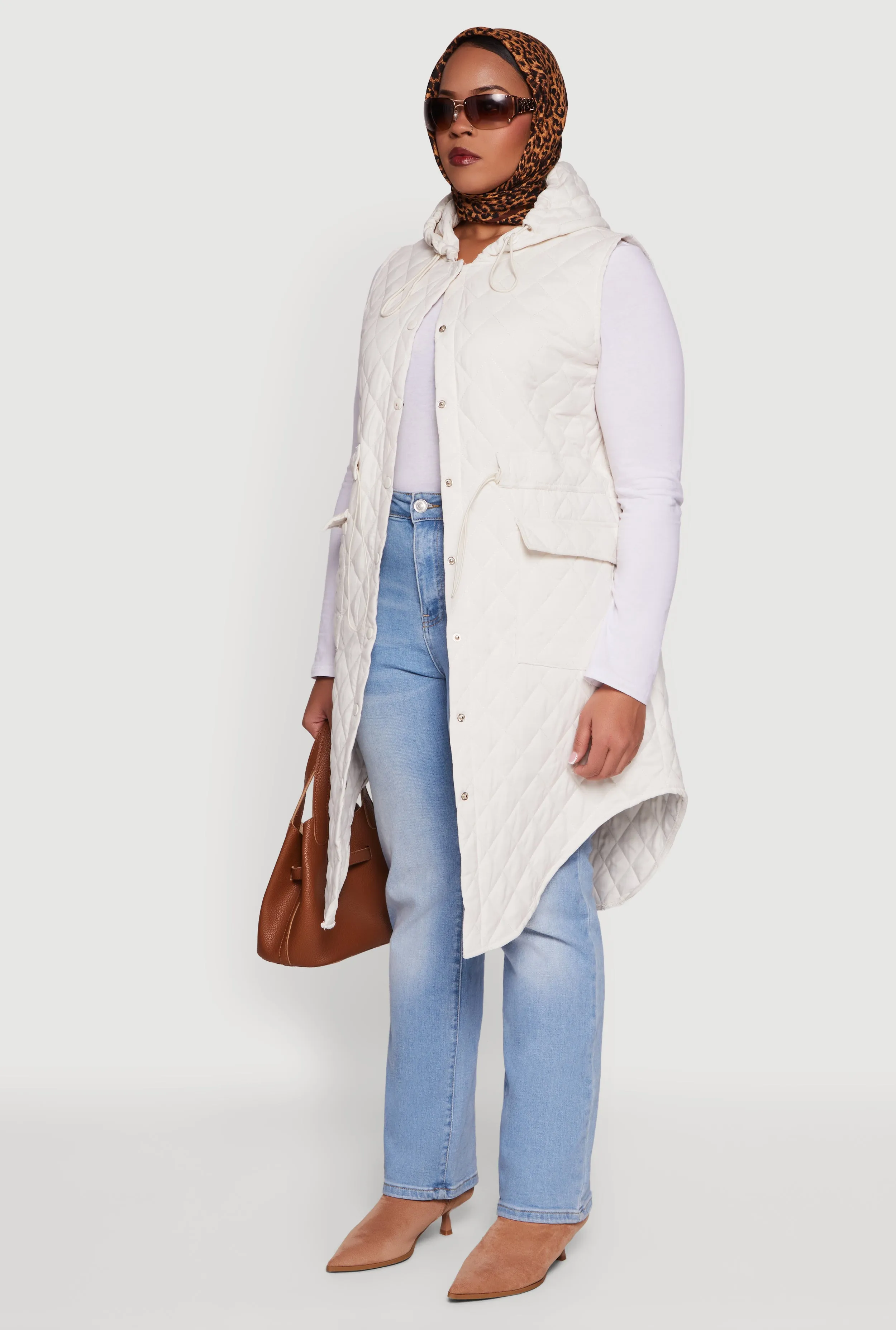 Plus Size Quilted Hooded Long Puffer Vest sold by Rainbow product image thumbnail 5