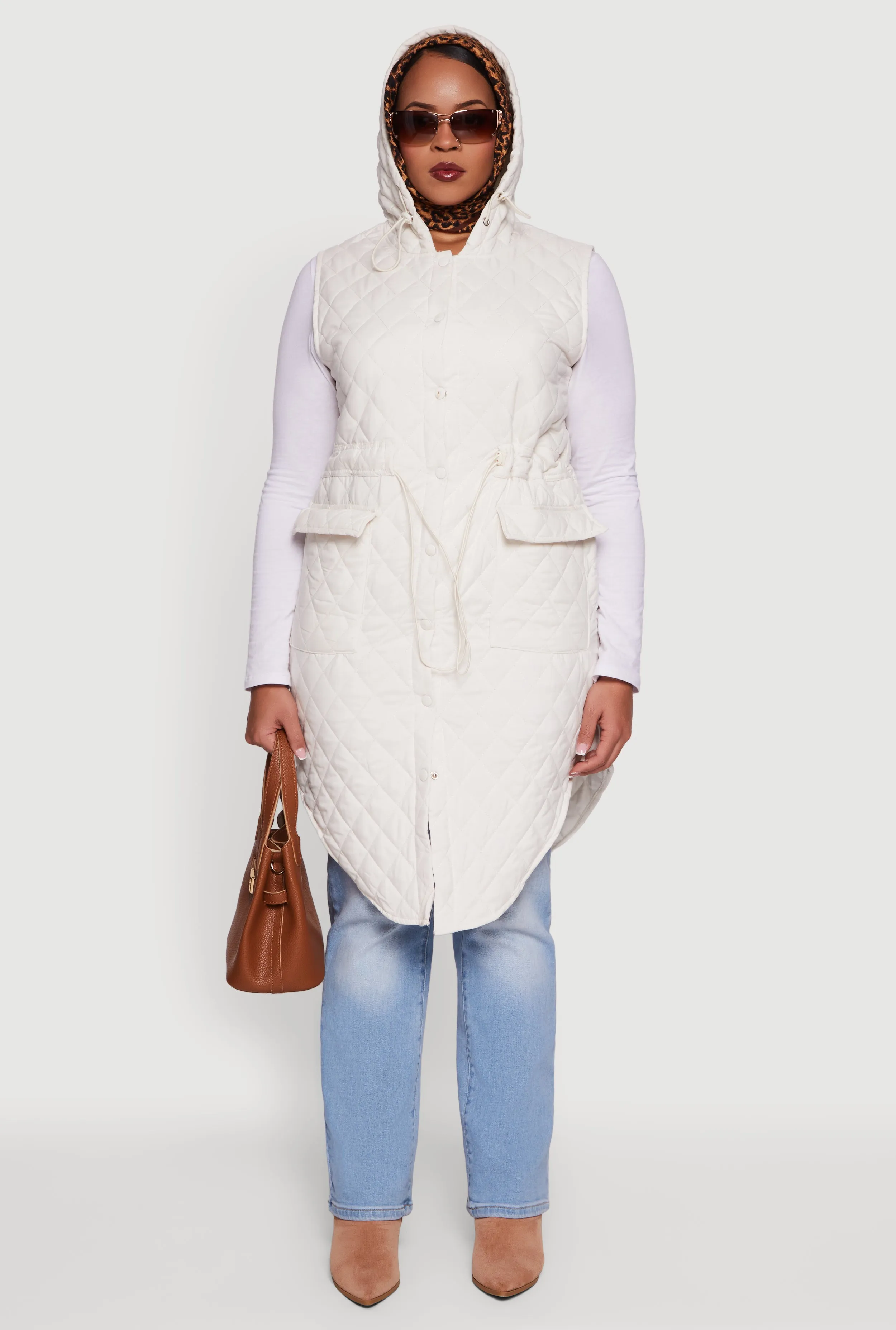 Plus Size Quilted Hooded Long Puffer Vest sold by Rainbow product image thumbnail 2