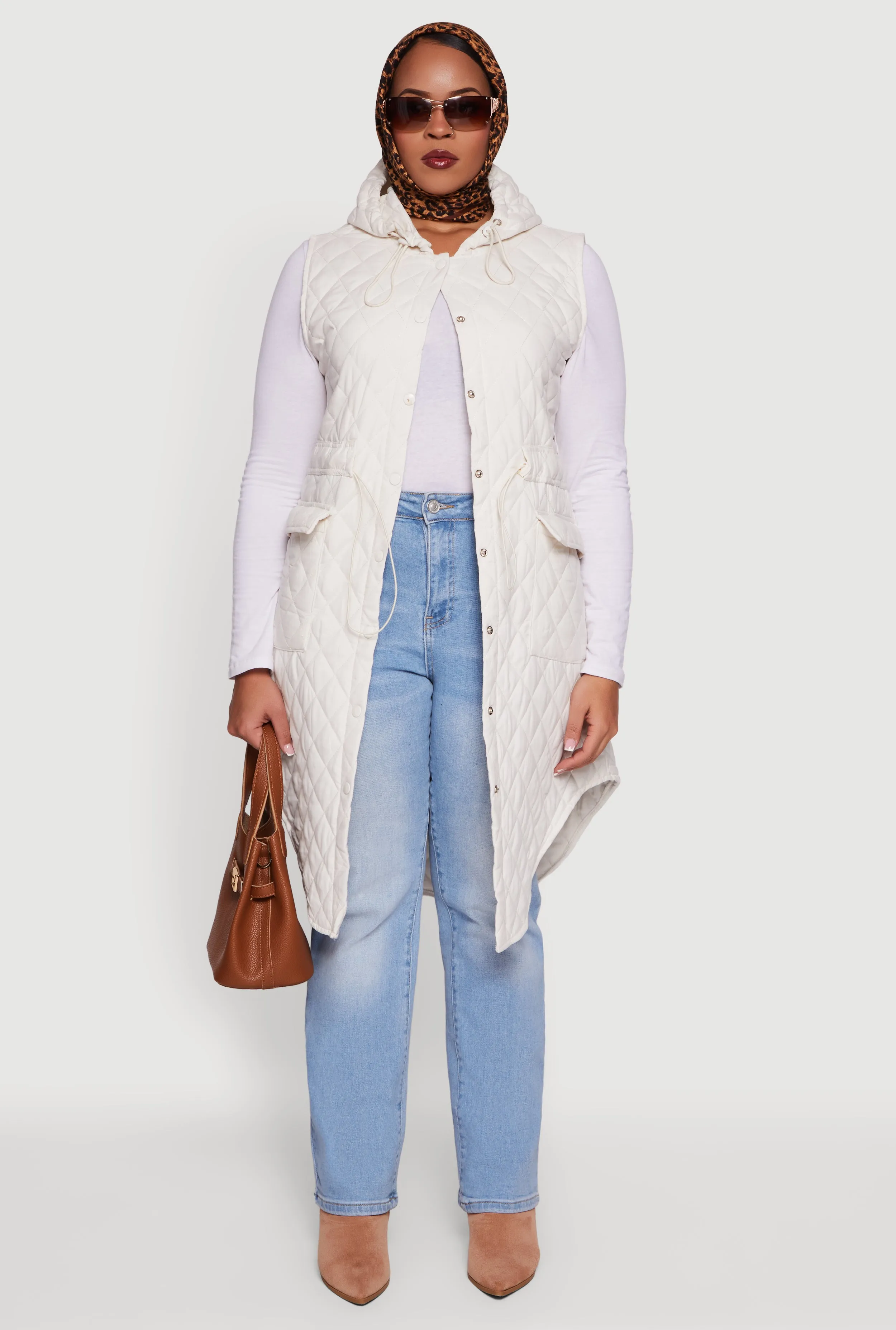 Plus Size Quilted Hooded Long Puffer Vest sold by Rainbow product image thumbnail 3