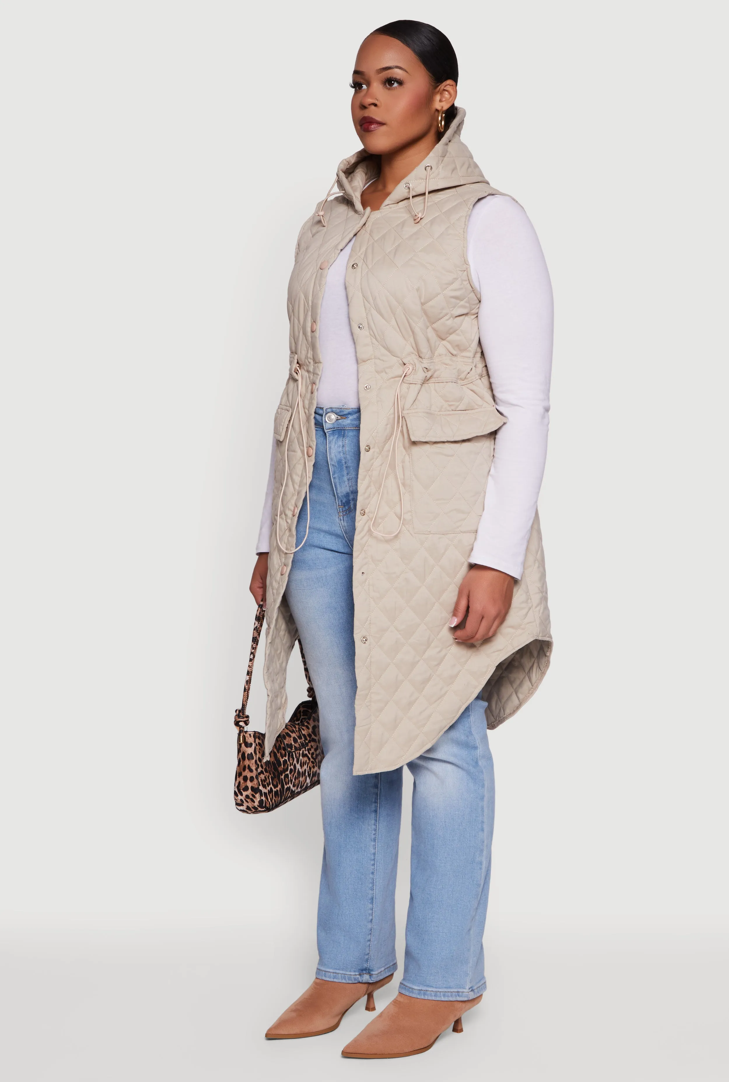 Plus Size Quilted Hooded Long Puffer Vest sold by Rainbow product image thumbnail 5