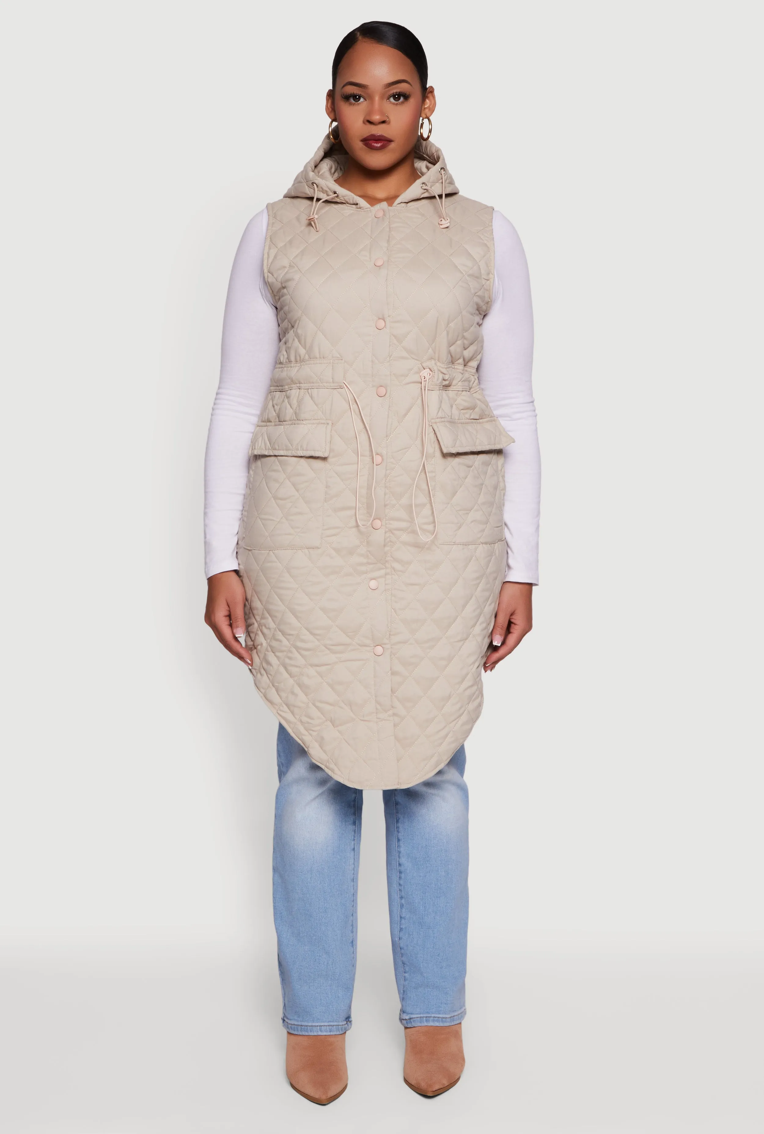 Plus Size Quilted Hooded Long Puffer Vest sold by Rainbow product image thumbnail 2