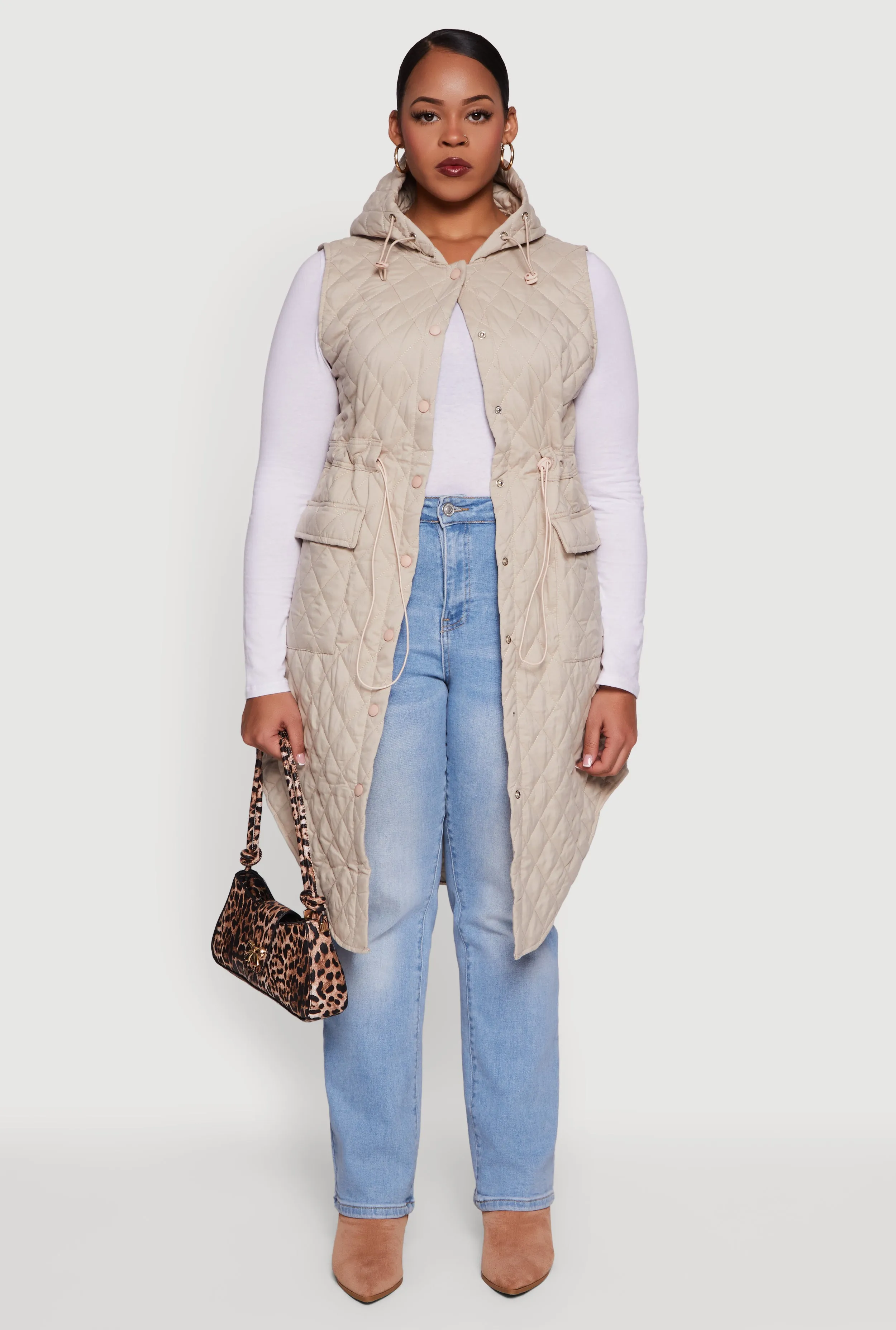 Plus Size Quilted Hooded Long Puffer Vest sold by Rainbow product image thumbnail 3