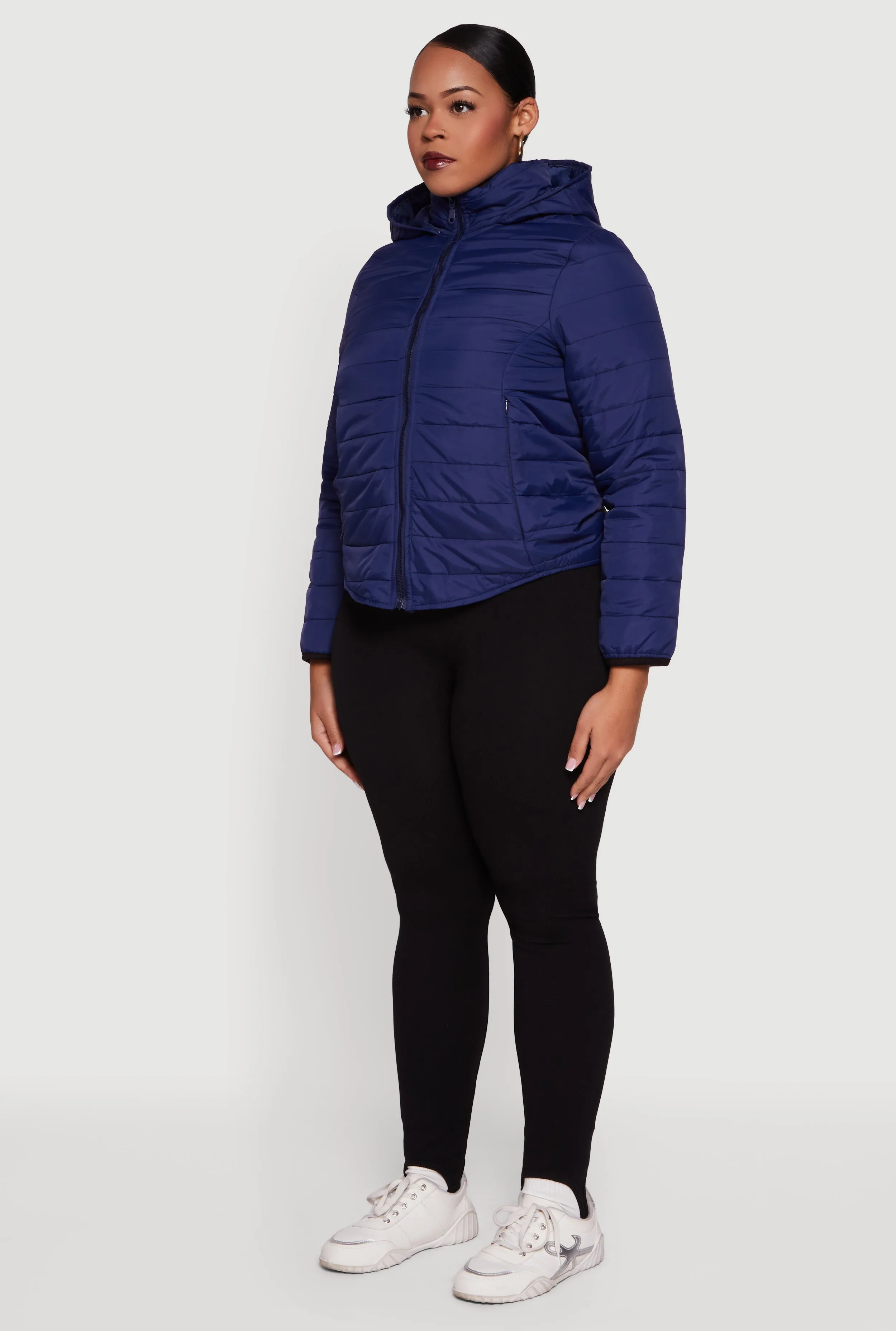 Plus Size Hooded Mock Neck Zip Front Puffer Jacket sold by Rainbow product image thumbnail 5
