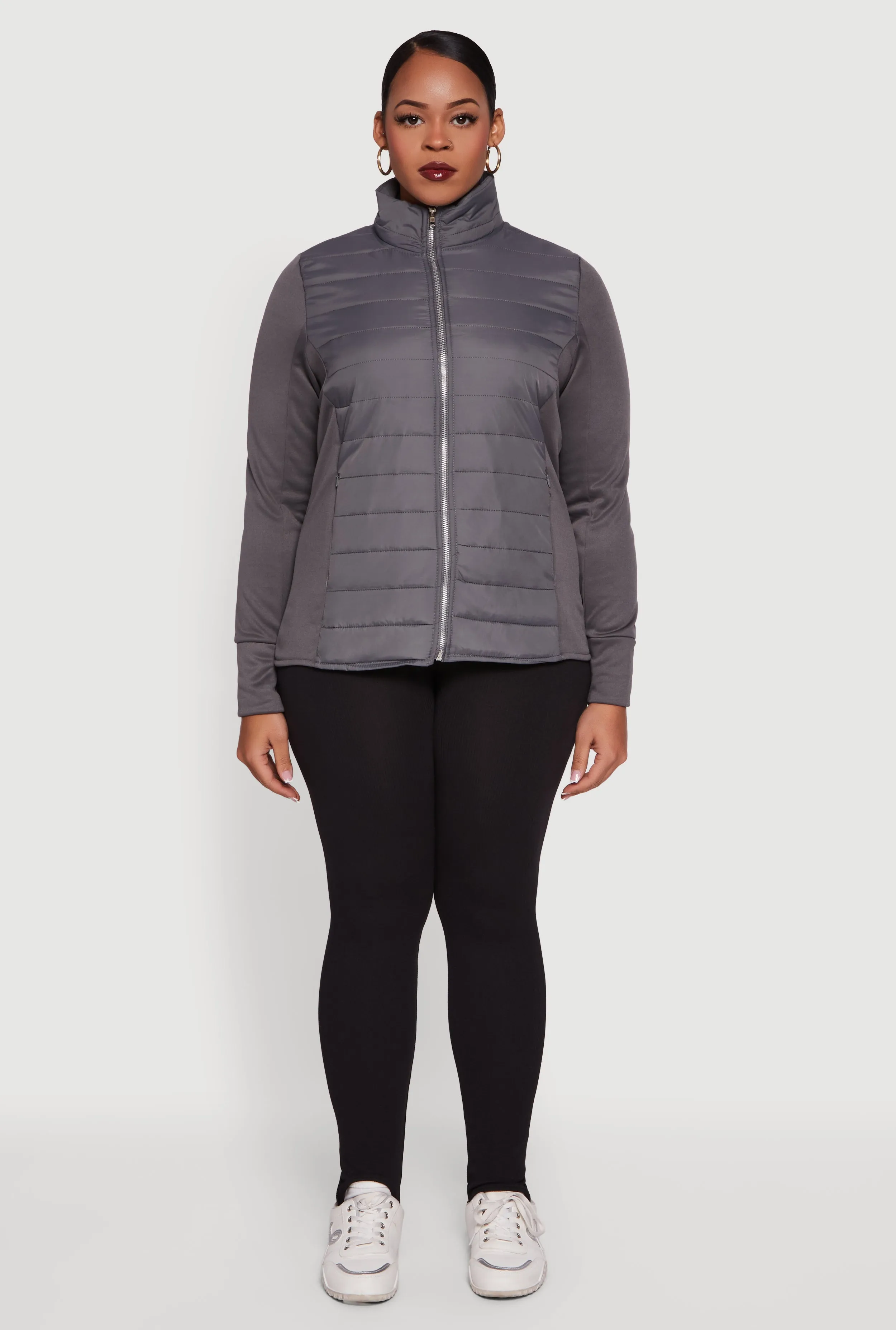 Plus Size Mock Neck Zip Front Puffer Jacket sold by Rainbow product image thumbnail 3