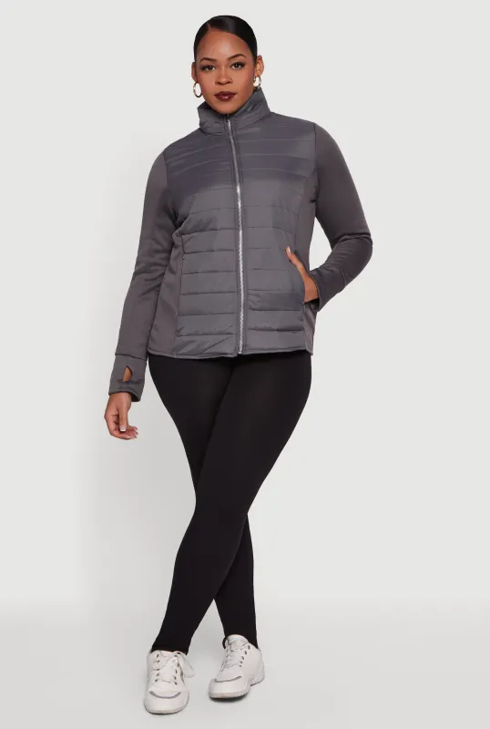Plus Size Mock Neck Zip Front Puffer Jacket sold by Rainbow